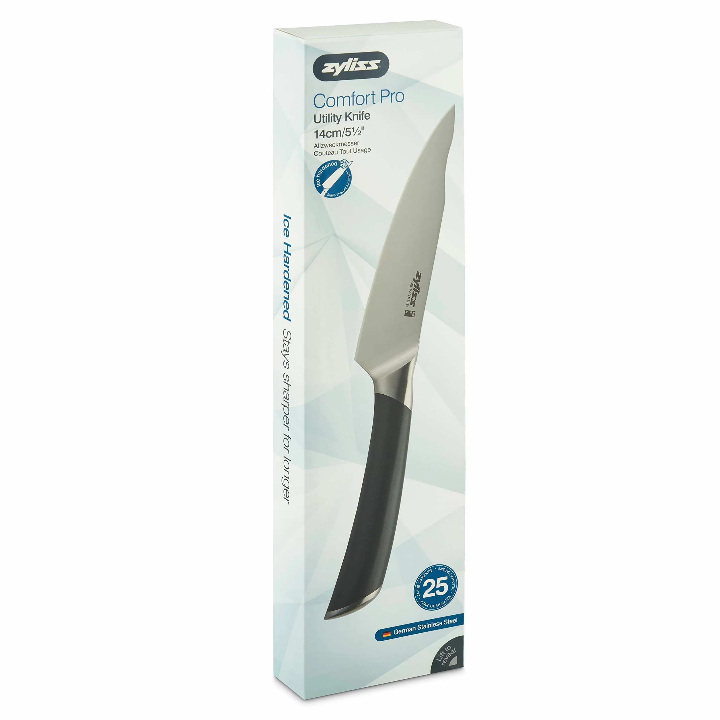 Zyliss Comfort Pro Nóż użytkowy, 14 cm, ostry, kuty niemiecki nóż ze stali nierdzewnej, antybakteryjny czarny uchwyt z podpórką na palce, profesjonalny nóż kuchenny/nóż do warzyw, nadaje się do