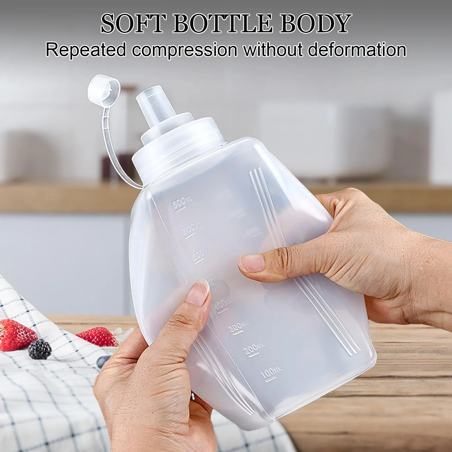 3 plastikowe butelki do wyciskania z szerokimi otworami, przezroczyste, bez wycieków, do malowania, pieczenia, keczupu, ostrego sosu, oliwy z oliwek, butelka na sos (# 1000 ml)