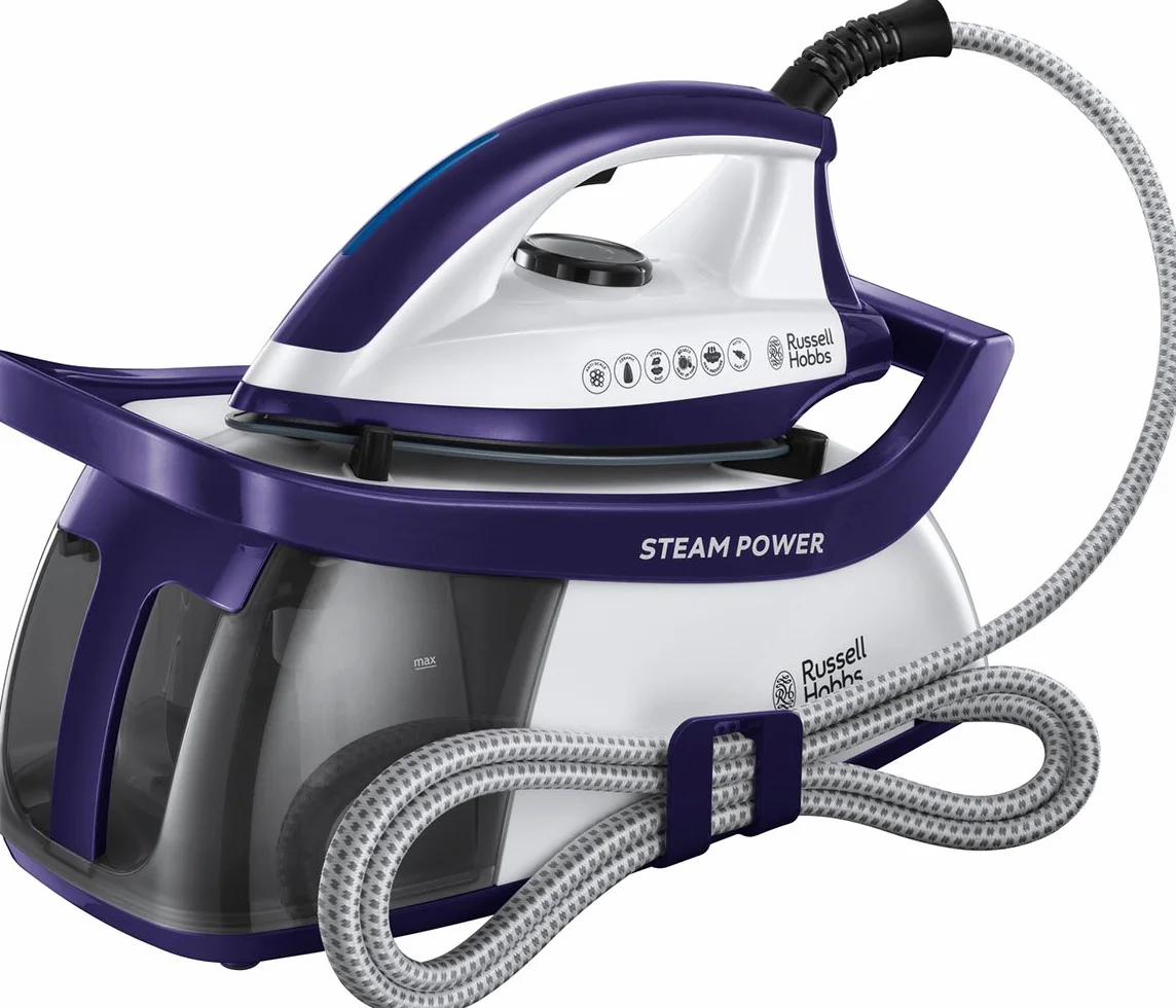 Russell Hobbs Generator pary [2600W, ciągła para 100g] Steam Power (ciśnienie 4,5 bara, nagrzewanie 60s., przewód 1,9m, 3 ustawienia pary, zbiornik 1,3L, ceramiczna stopa, uchwyty) 24440-56