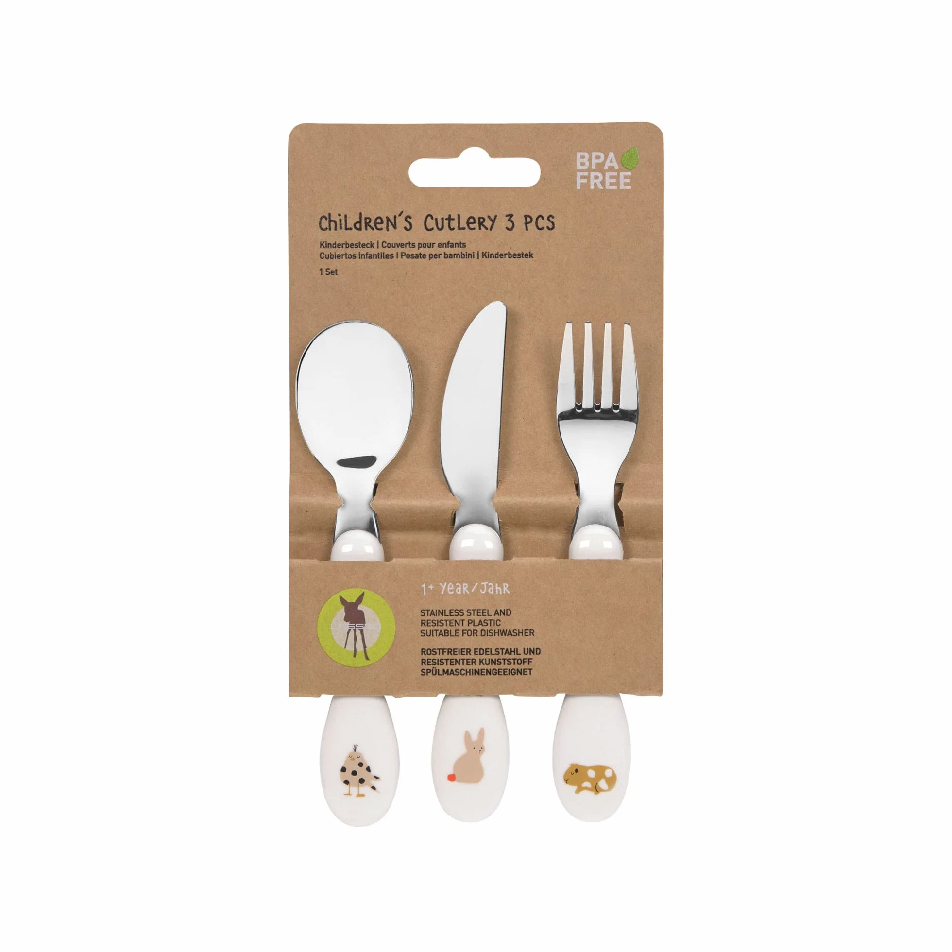 LÄSSIG Zestaw sztućców dla dzieci, 3-częściowy, łyżka, widelec, nóż, stal nierdzewna, uchwyt z tworzywa sztucznego/Cutlery Little Mateys spicy orange