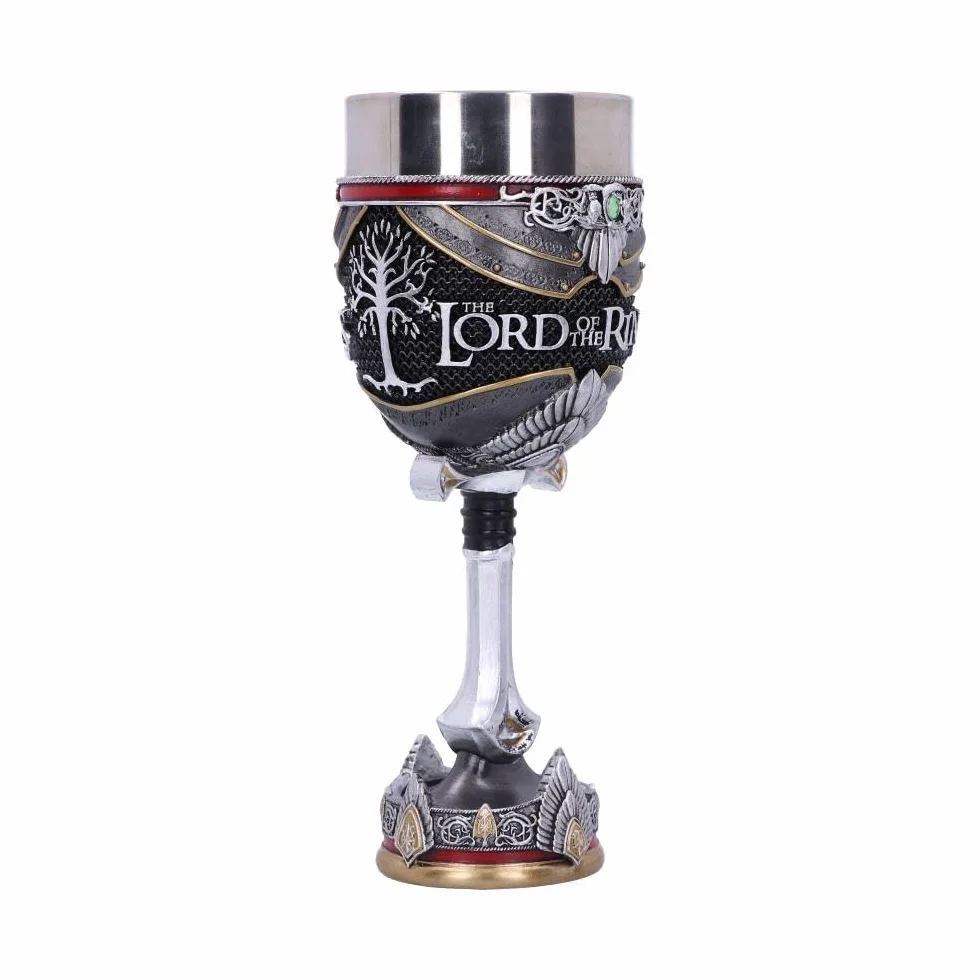 Nemesis Now Oficjalnie licencjonowany kielich Aragorn Władca Pierścieni, srebrny, 19,5 cm