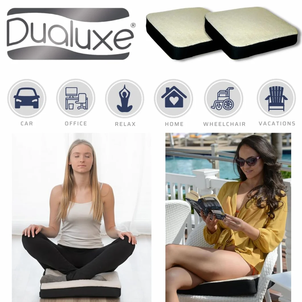 BEST DIRECT DUALUXE Żelowa poduszka do siedzenia samochodowego, biura, telepracy, łagodzi napięcie pleców, nogi i pośladki, zmywalny pokrowiec, wózek inwalidzki, lekki i przenośny (47,5 x 38 x 7 cm,