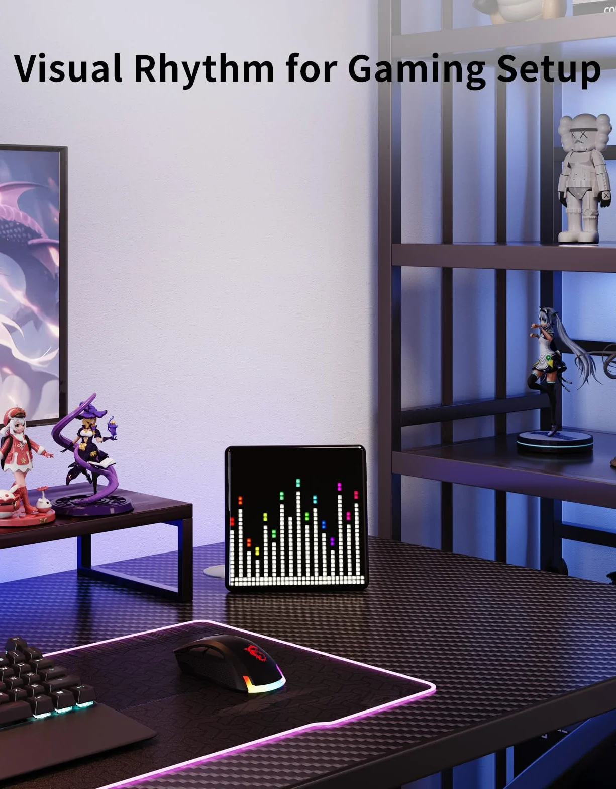 Divoom Pixoo-max wielofunkcyjna cyfrowa ramka na zdjęcia Bluetooth, programowalny wyświetlacz LED Pixel Art 32 x 32, akcesoria do gier, neonowe światło do dekoracji pokoju, znak okna (czarna)