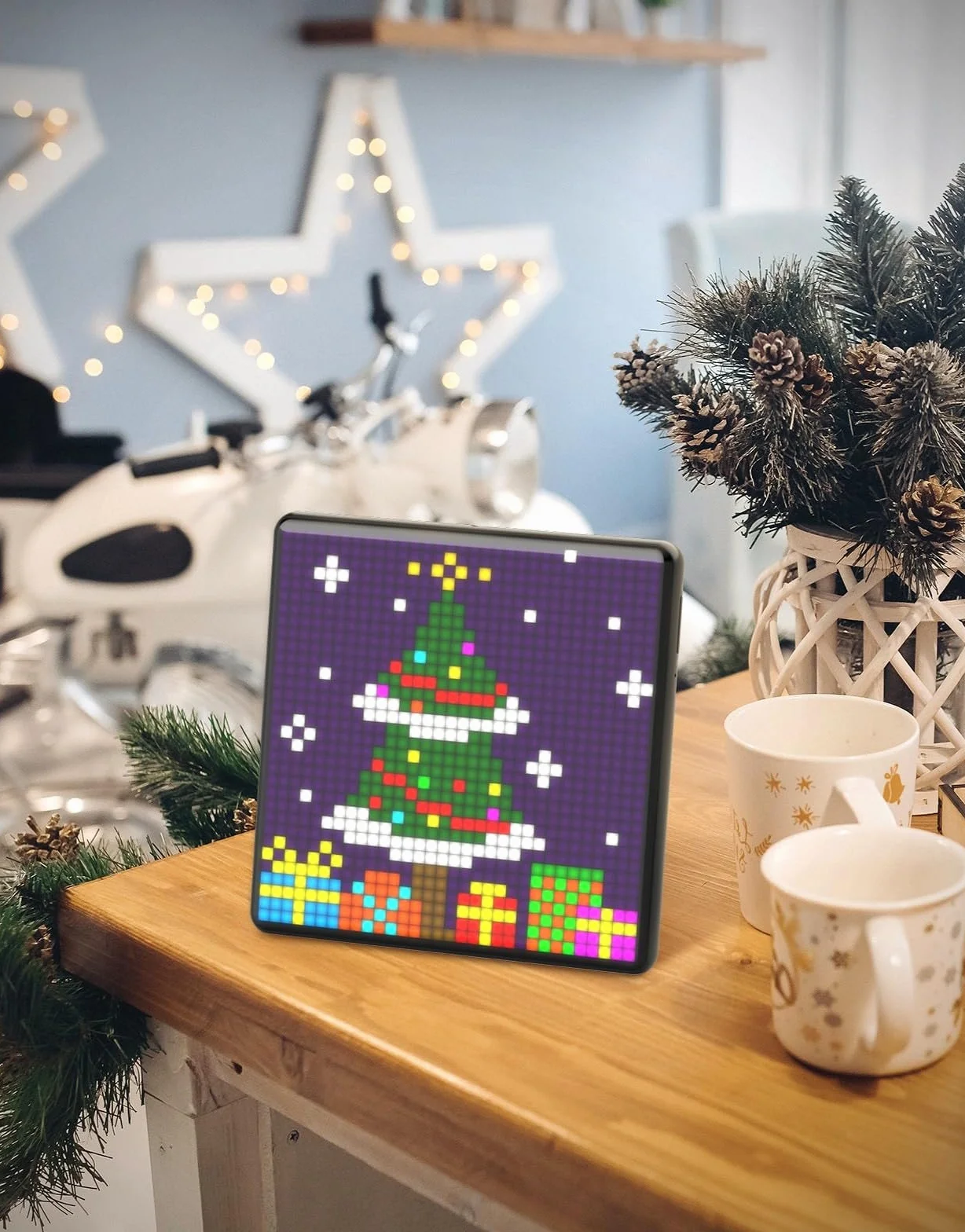 Divoom Pixoo-max wielofunkcyjna cyfrowa ramka na zdjęcia Bluetooth, programowalny wyświetlacz LED Pixel Art 32 x 32, akcesoria do gier, neonowe światło do dekoracji pokoju, znak okna (czarna)