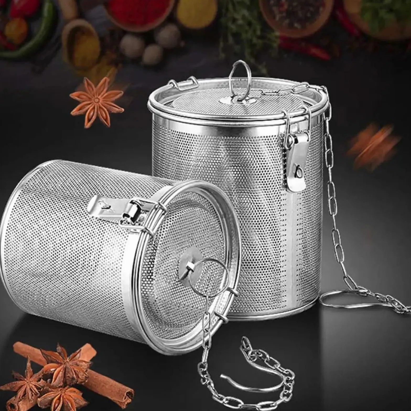 Sito do mąki 1 szt. 304 ze stali nierdzewnej zaparzacz do herbaty sitko do przypraw drobne oczka do zupy przyprawy koszyk separacyjny,Przesiewacz do mąki(0.3L)