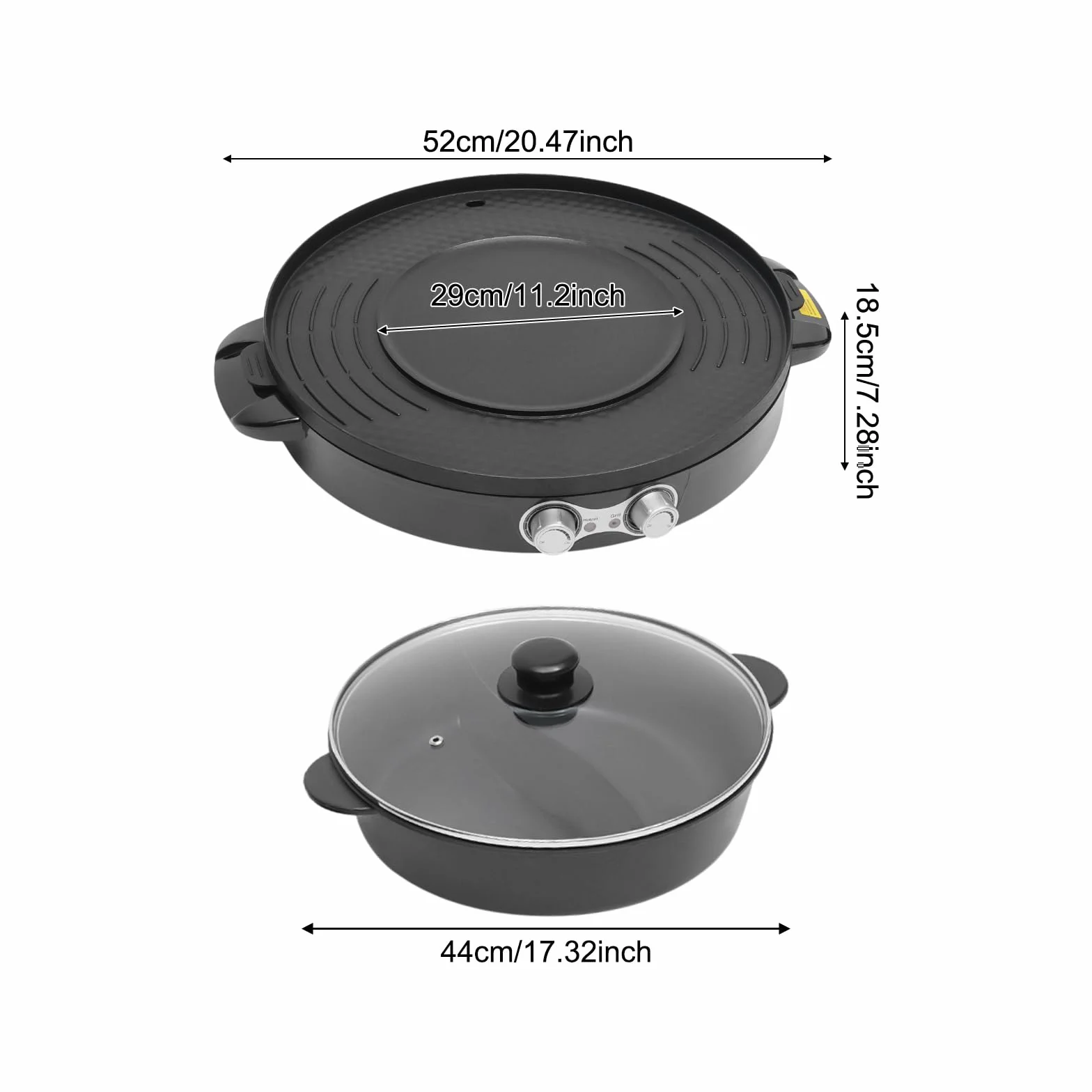 Hot Pot elektryczny garnek do grillowania 2 w 1 Shabu Shabu i koreańskim BBQ, 2200 W hotpot z grillem, elektryczny kociołek na imprezę, dla rodziny i spotkań towarzyskich