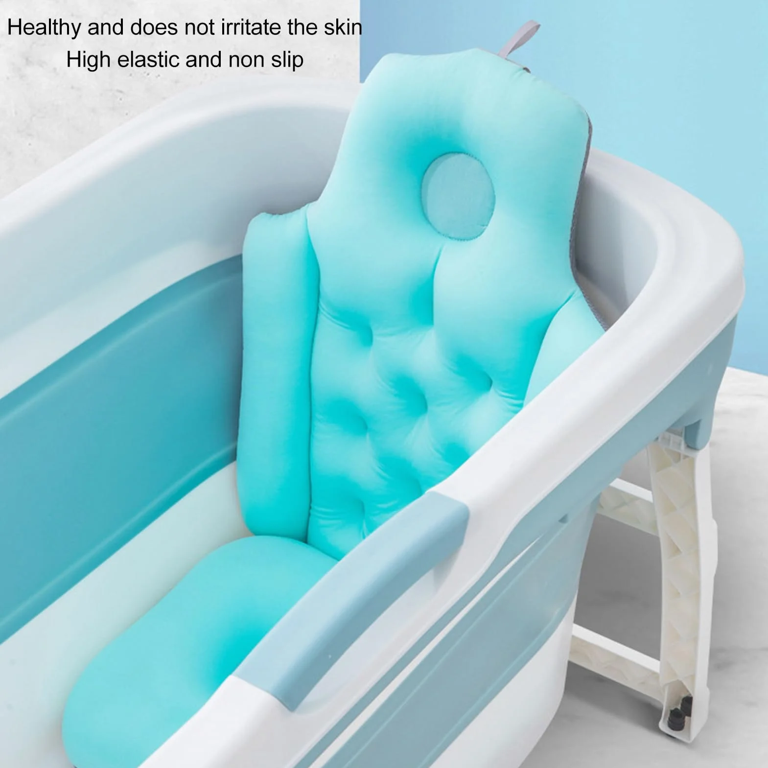 Poduszka do Wanny, Poduszka do Wanny Bath Haven z matą na Całe Ciało i poduszką Zagłówka dla Kobiet i Mężczyzn, Luksusowe Poduszki na szyję i Plecy w w Wannie Prysznicowej, (BLUE)