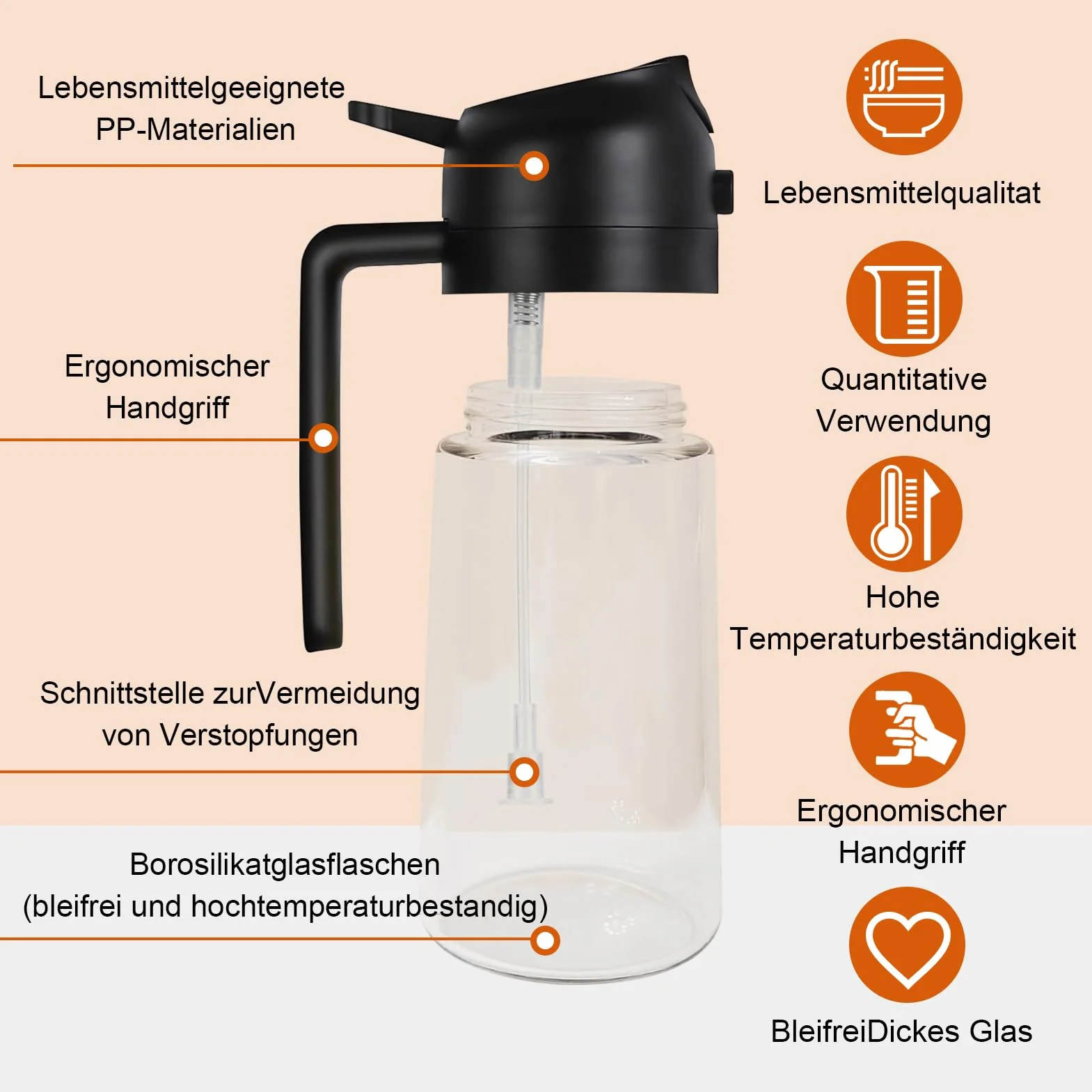 Opryskiwacz do oleju 2 w 1, spray do frytkownicy na gorące powietrze 470 ml, spray olejowy do frytkownicy powietrznej, dozownik oleju do butelek kuchennych do kuchni