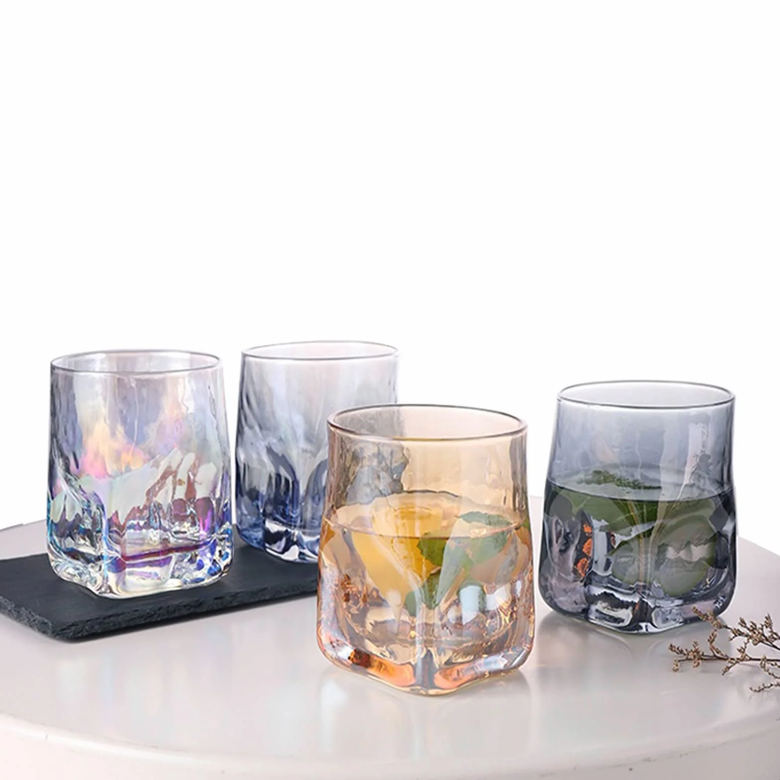Szklane kubki do kawy kreatywne kwadratowe szklanki do picia szklanka do whisky, szklanka na wodę, kieliszek do soku kieliszek do wina kubek do picia 250 ml/330 ml szklane kubki do kawy