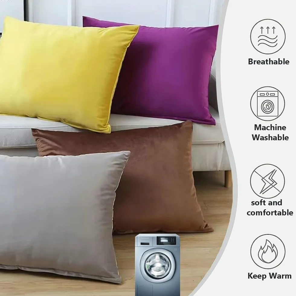 Kanapa Poszewki Na Poduszki Zestaw 2 Dekoracyjne Poszewki Na Poduszki Miękkie Aksamitne Poszewki Na Poduszki Standard Queen King Size Do Salonu Kanapa Sofa Łóżko(Beige,50x70 cm Set of 2)