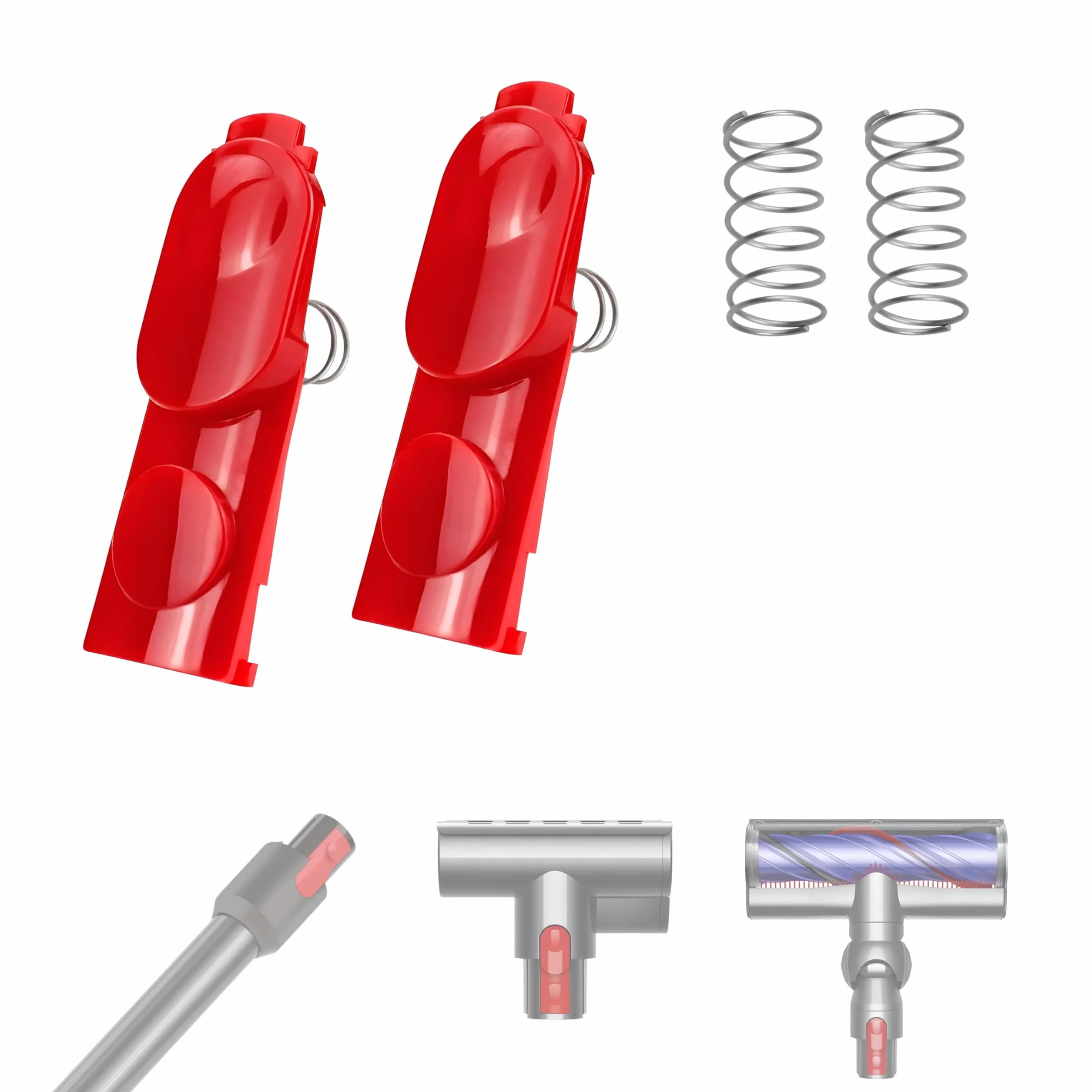 Zestaw 2 gałek blokujących, kompatybilne z odkurzaczem Dyson ze sprężyną do szczotki V10, V11, V8, V7 V15, części zamienne, rurki V10 i rurki Dyson V11, 2 szt