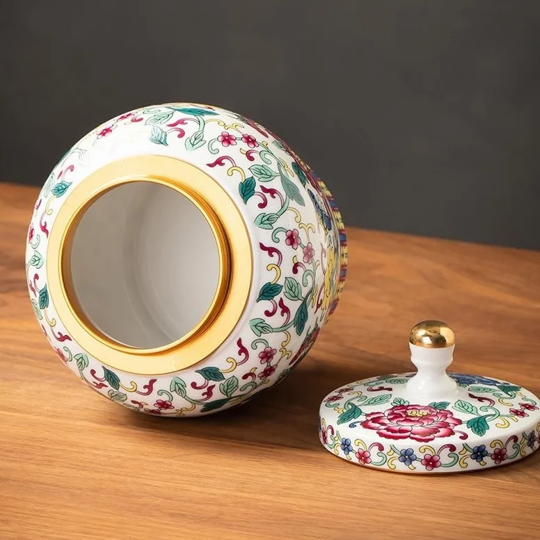 CMBSSTFC Zestaw do herbaty Niebiesko-białe kolorowe puszki na herbatę Ceramiczne, odporne na wilgoć, zamknięte puszki w stylu chińskim Czarna herbata do użytku domowego Biała herbata Luźne puszki do