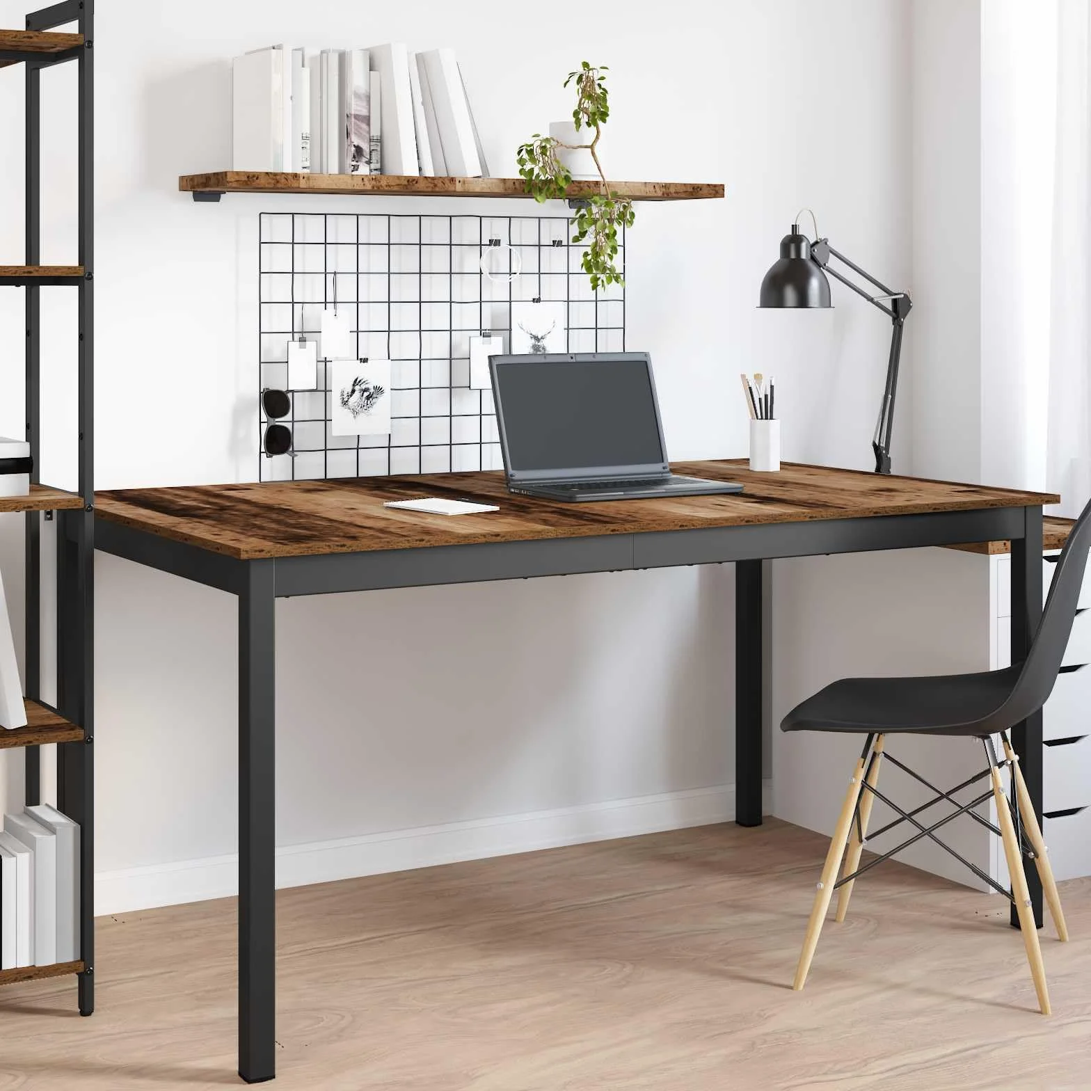 Stół do jadalni 150 x 78 x 75 cm, metalowa rama z płyty drewnopochodnej, stabilny stół kuchenny do jadalni i salonu, idealny do posiłków, śniadania, kolacji, rodziny i gości