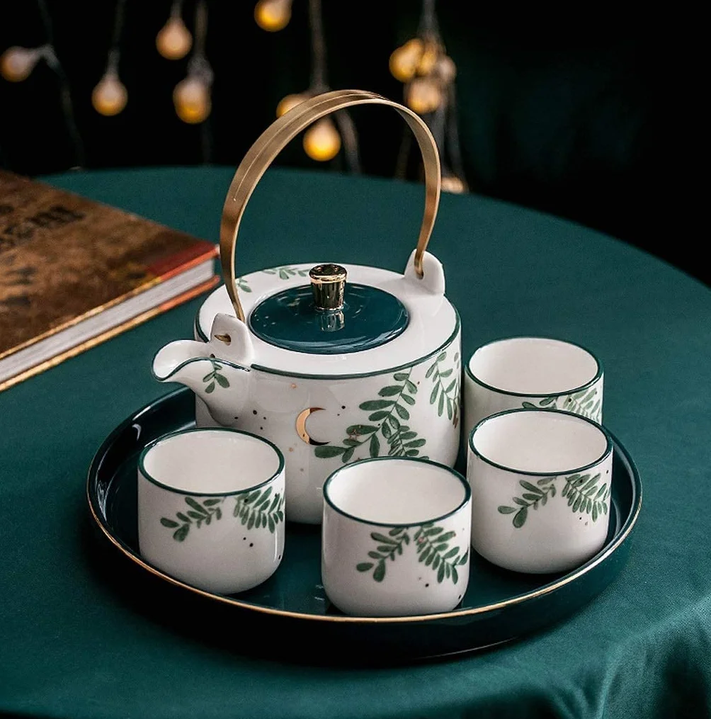 Serwis Do Kawy Na Przyjęcie 6 Sztuk Zestaw Filiżanek Do Herbaty Nordic Luksusowy Czajniczek Kawy Taca Na Herbatę Z Tacą Popołudniowa