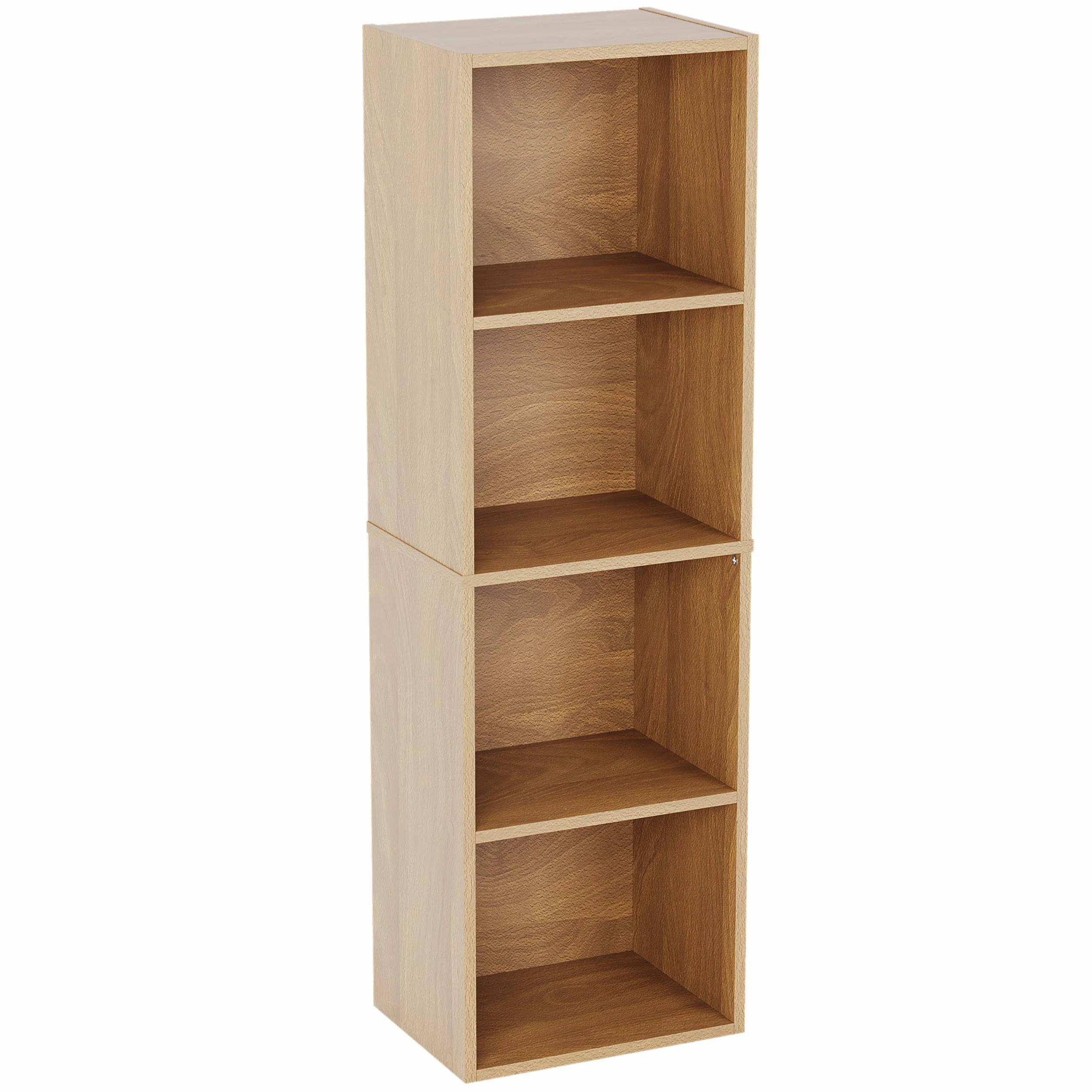 Vida Designs Oxford 4-poziomowy regał na książki, drewno dębowe, regał ekspozycyjny, regał biurowy, meble do salonu
