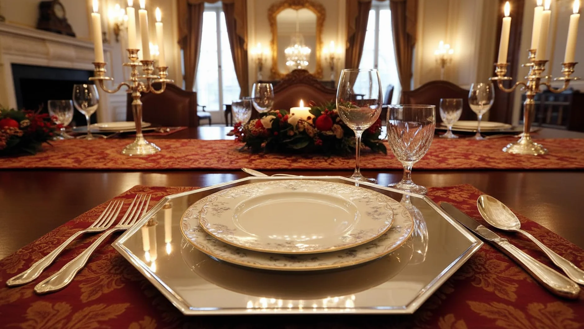 Talerz 30 cm ośmiokątny srebrny platerowany posrebrzany w jakości premium