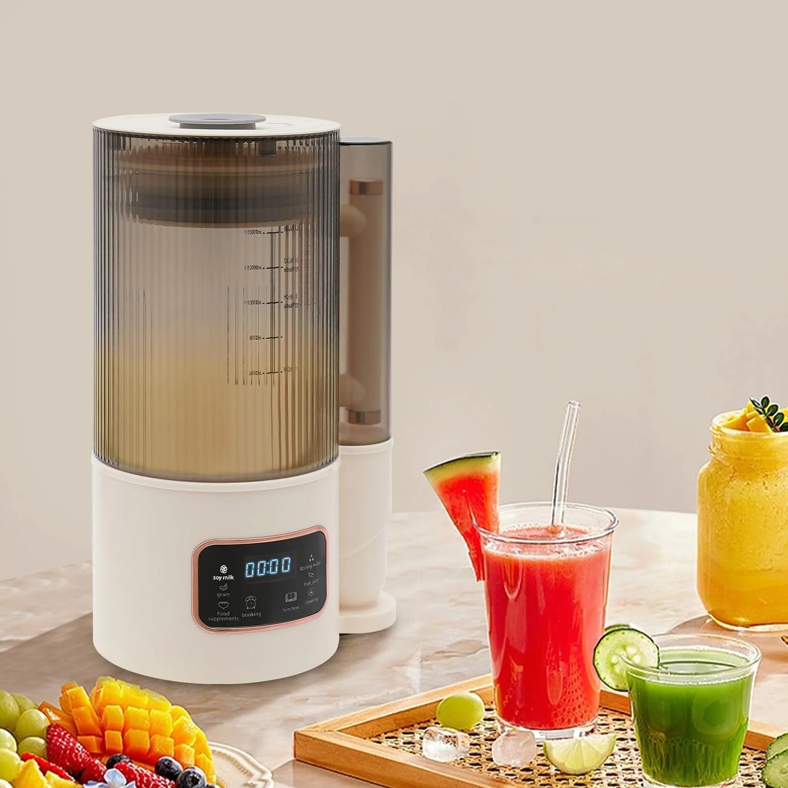 Maszyna do produkcji mleka sojowego, 1500 ml, z wyświetlaczem LCD, 500 W, do mleka owsianego, do zimnych napojów, gorących napojów