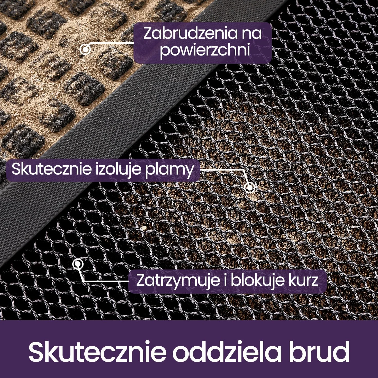 DEXI Wycieraczka 80 x 120 cm, antypoślizgowa wycieraczka do wewnątrz, niskoprofilowa, do użytku wewnątrz i na zewnątrz, przy wejściu, na taras, do ogrodu, ciemnoszara