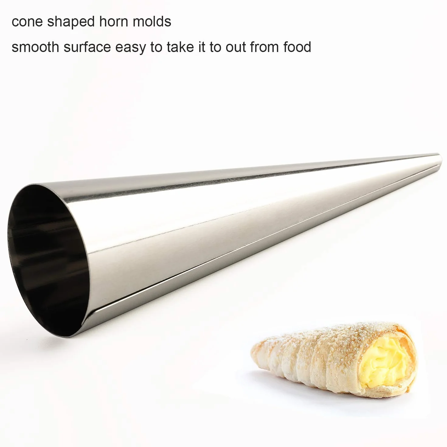 Kremowe formy do rogów ze stali nierdzewnej stożkowa forma rurowa do rur Cannoli rogalik (stożek kremowy)