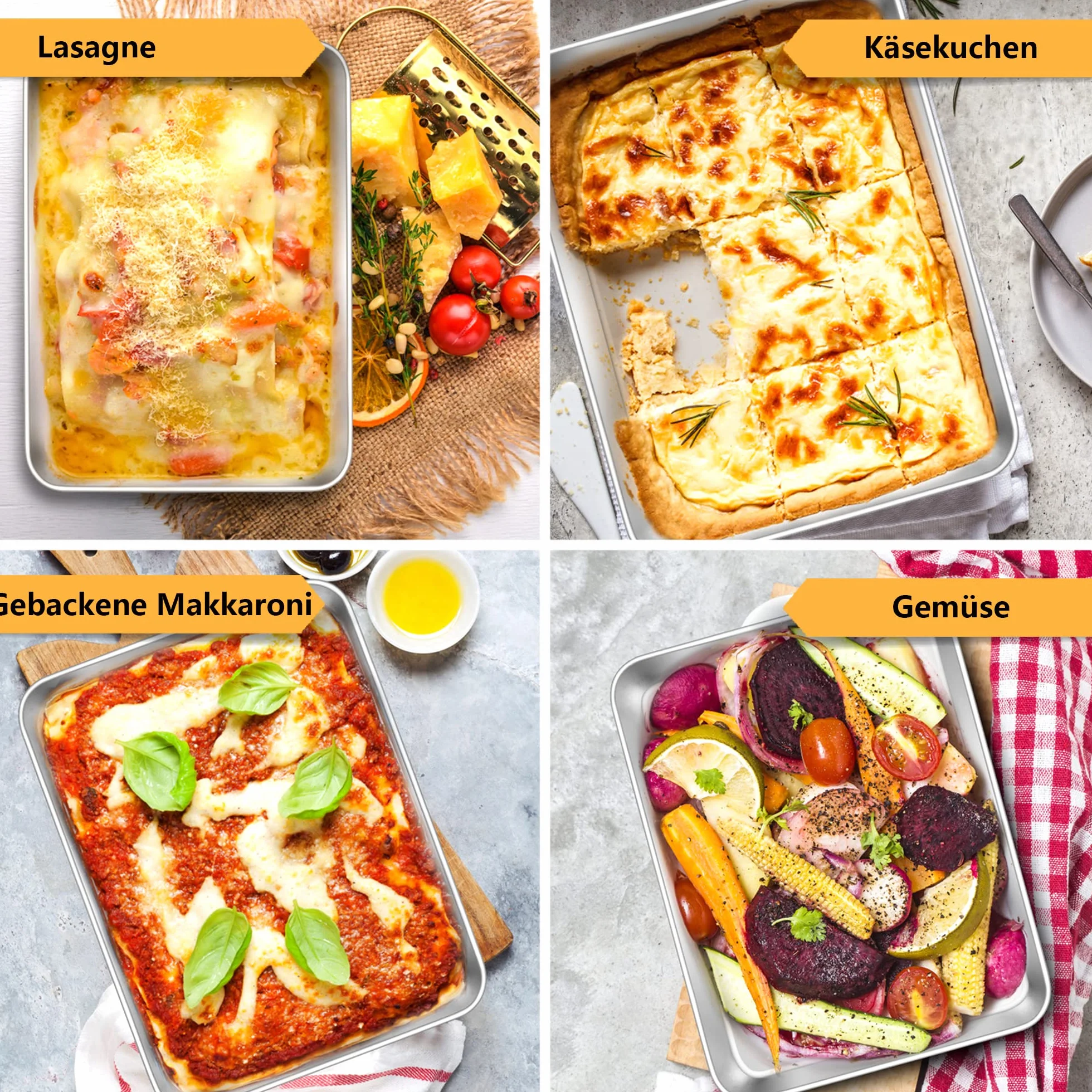 Baking Pan z pokrywą, Joyfair Stal nierdzewna Cake Pan Baking Set, 23.8x17.8x5cm, prostokątny Baking Pan dla Baking Roasting Storing, Perfect for Cake/Brownie/Lasagne
