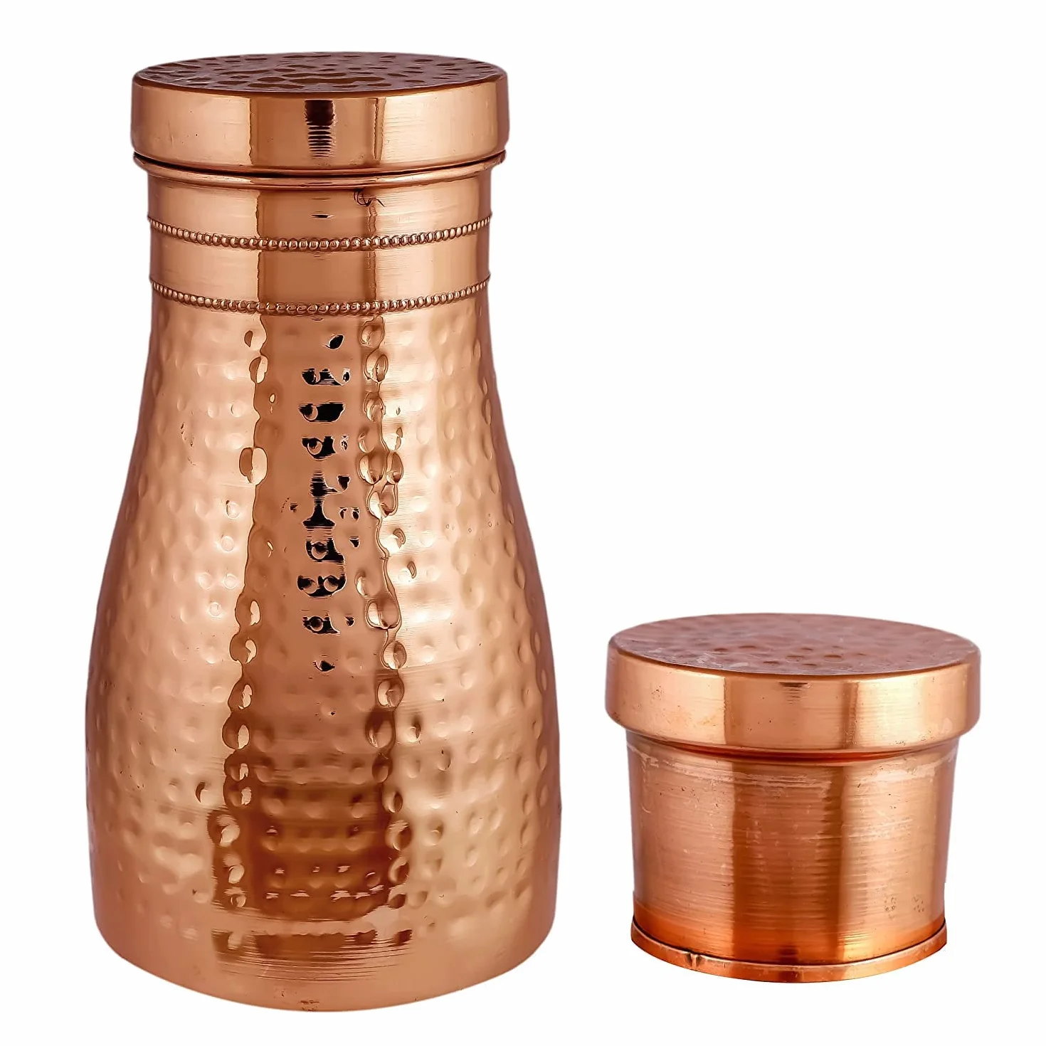 Designerska butelka na wodę z kubkiem i pokrywką, kuta powierzchnia, 950 ml, dzbanek, szklanka do sypialni, karafka na stolik nocny