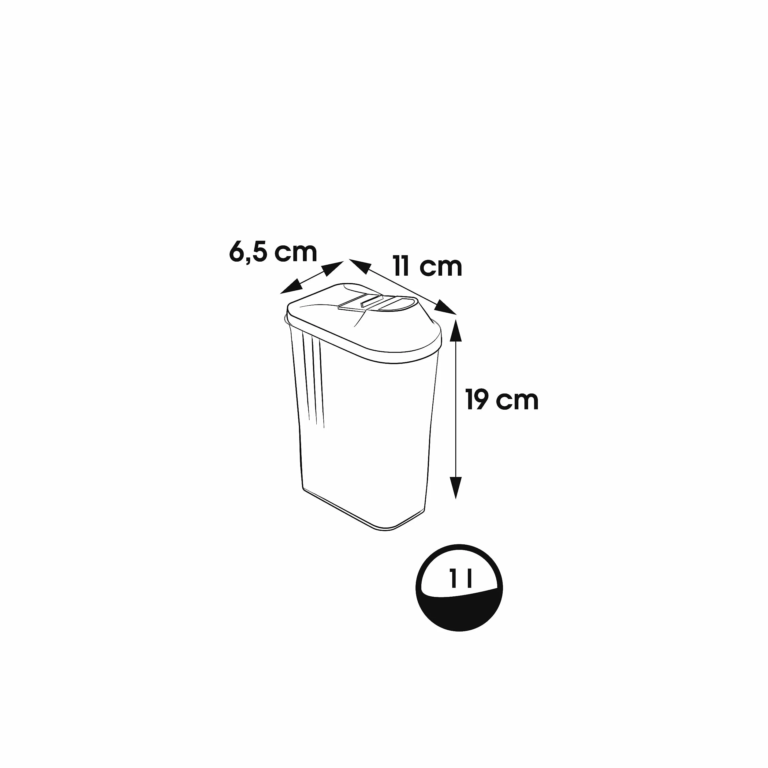 Keeeper Pojemnik do przechowywania na sucho, płynnie regulowana pokrywa dozująca, tworzywo bez BPA, 1 l, 11 x 6,5 x 19 cm, Paola, biały