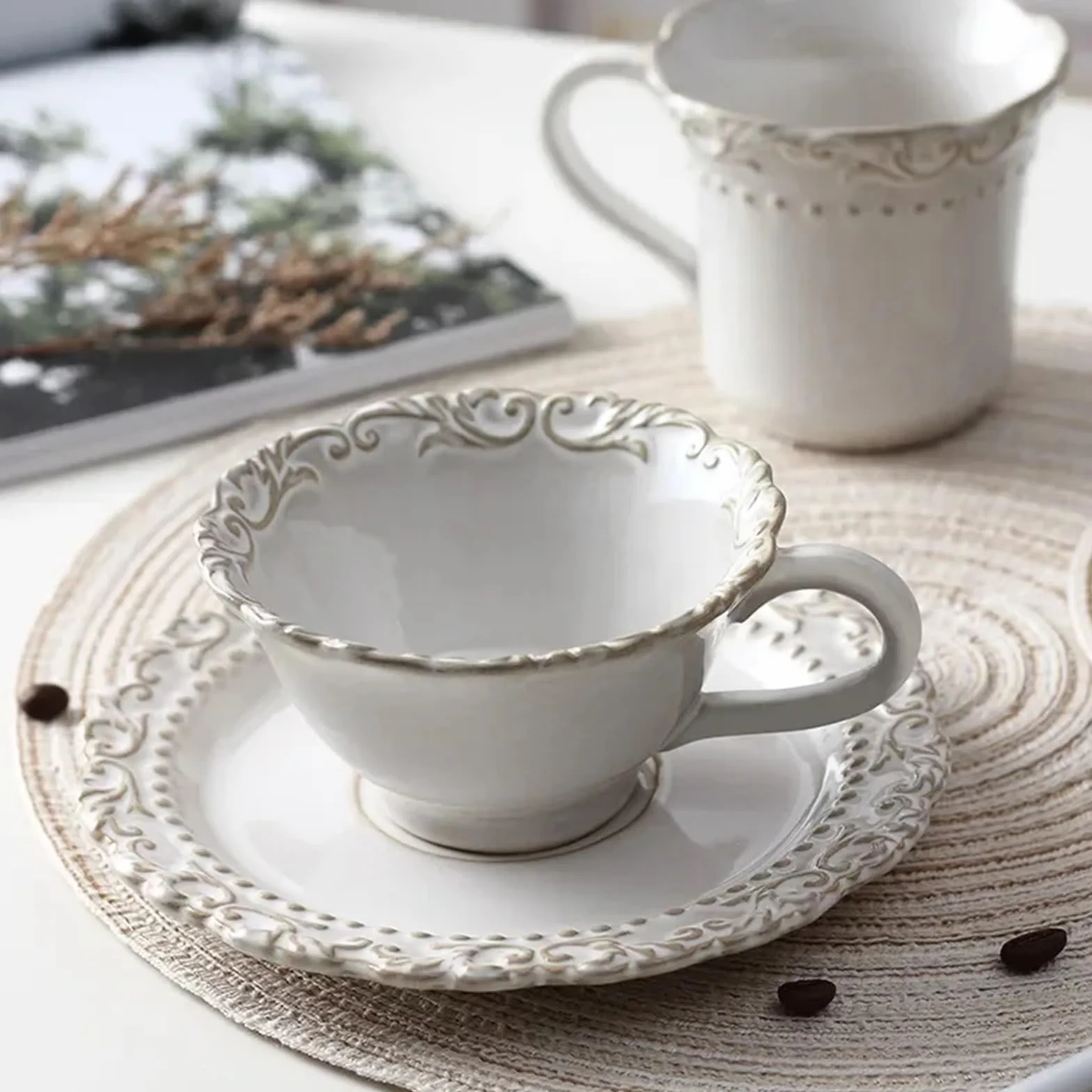 Zestaw Naczyń W Stylu Pałacowym Z Tłoczonym Ceramicznym Talerzem Obiadowym W Stylu Kuchni Zachodniej, Zestaw Misek Do Zupy, Talerz 10,6 Cala