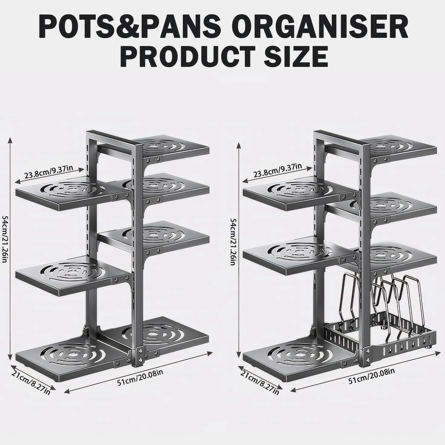 7-poziomowy organizer do garnków, szuflada, organizer na patelnie do szafek, regulowana wysokość, wytrzymały, wiele trybów instalacji, uchwyt na garnki, regał kuchenny na garnki i patelnie