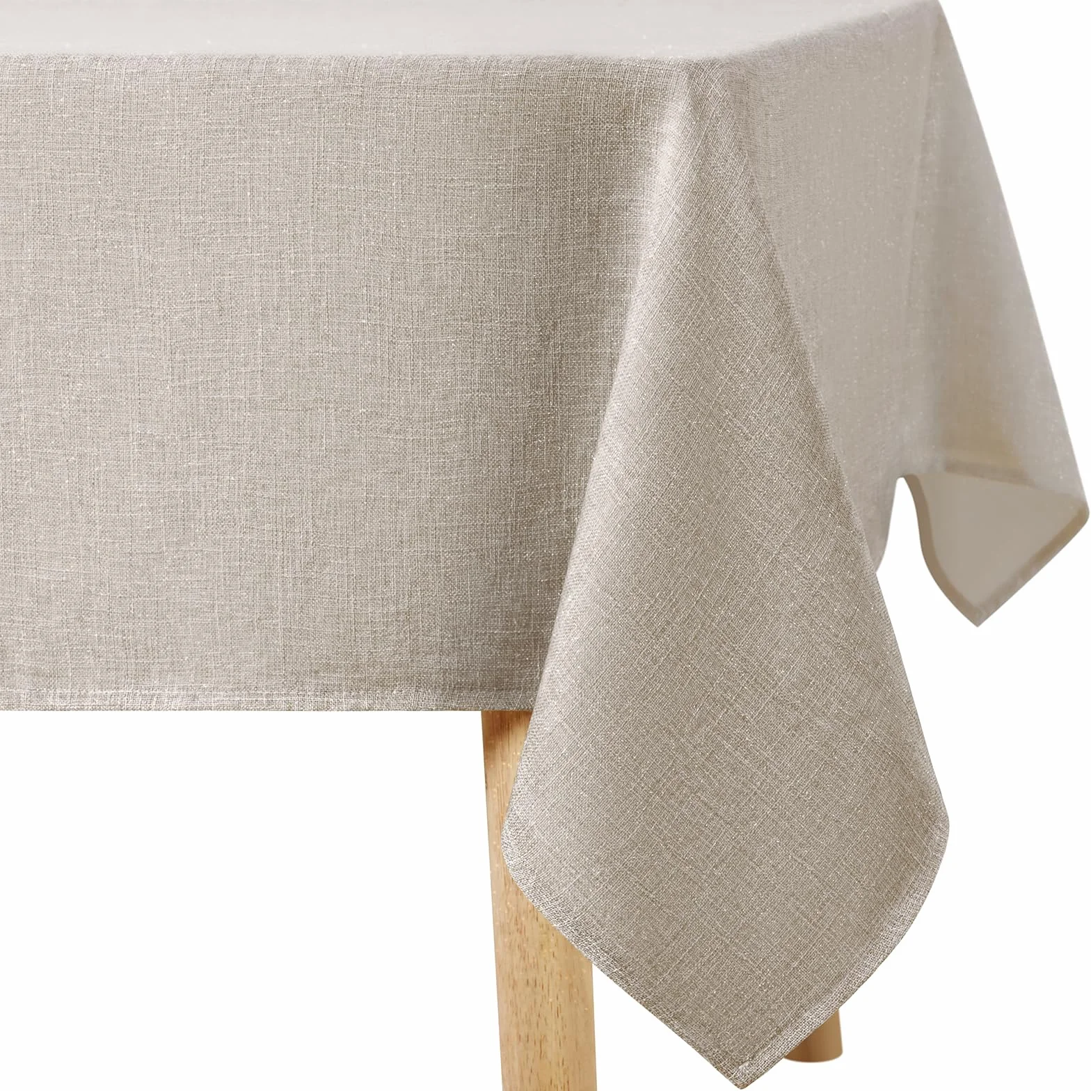Homaxy Glitzer Obrus na stół Leinenoptik Prostokątny 130x160cm Obrus wodoodporny z efektem lotosu, z ochroną przed plamami, obrus do salonu, jadalni, imprezy, beżowy