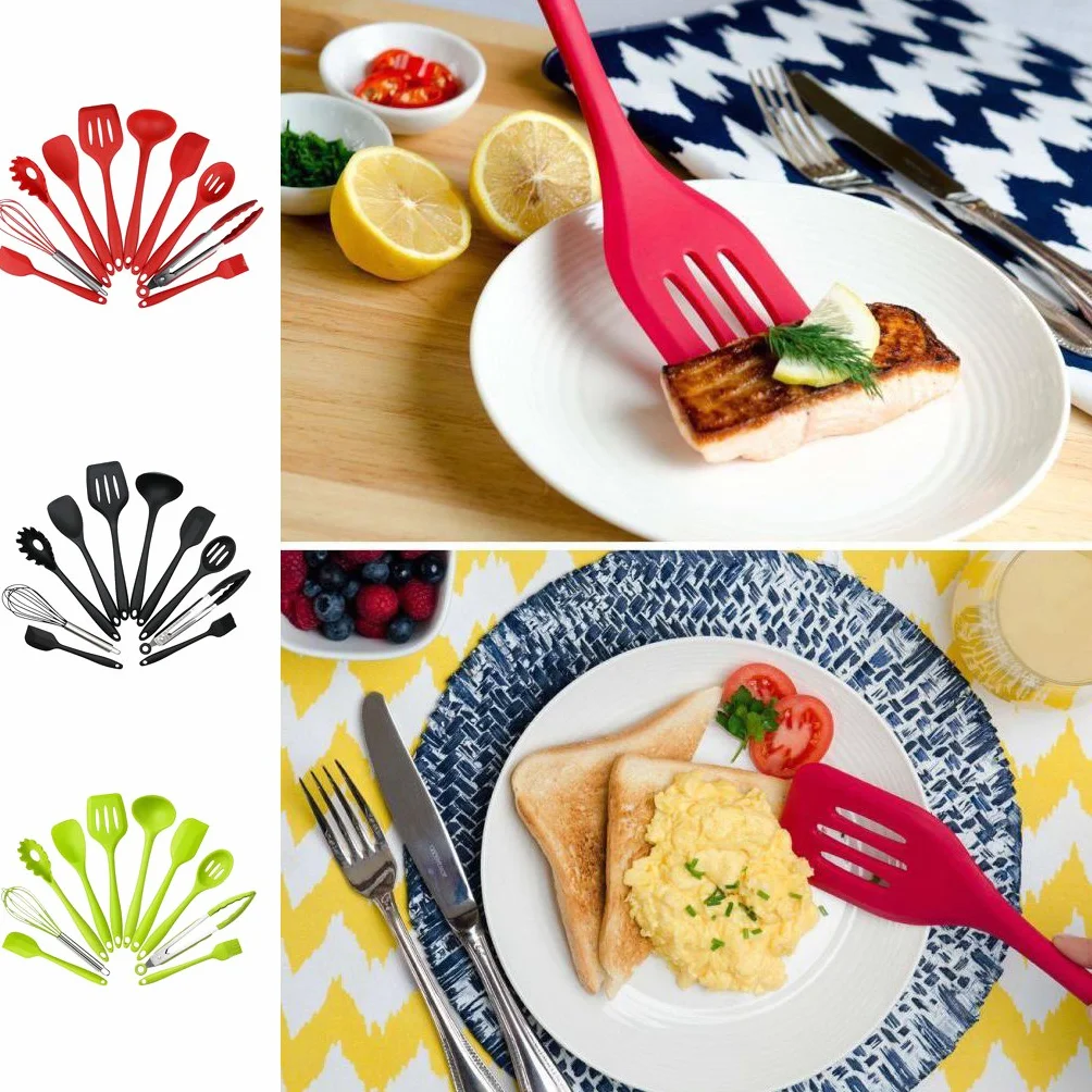 2 zestaw 10 szt. zestaw przyborów kuchennych silikonowa łyżka pieczenie gotowanie pieczenie narzędzie czerwone