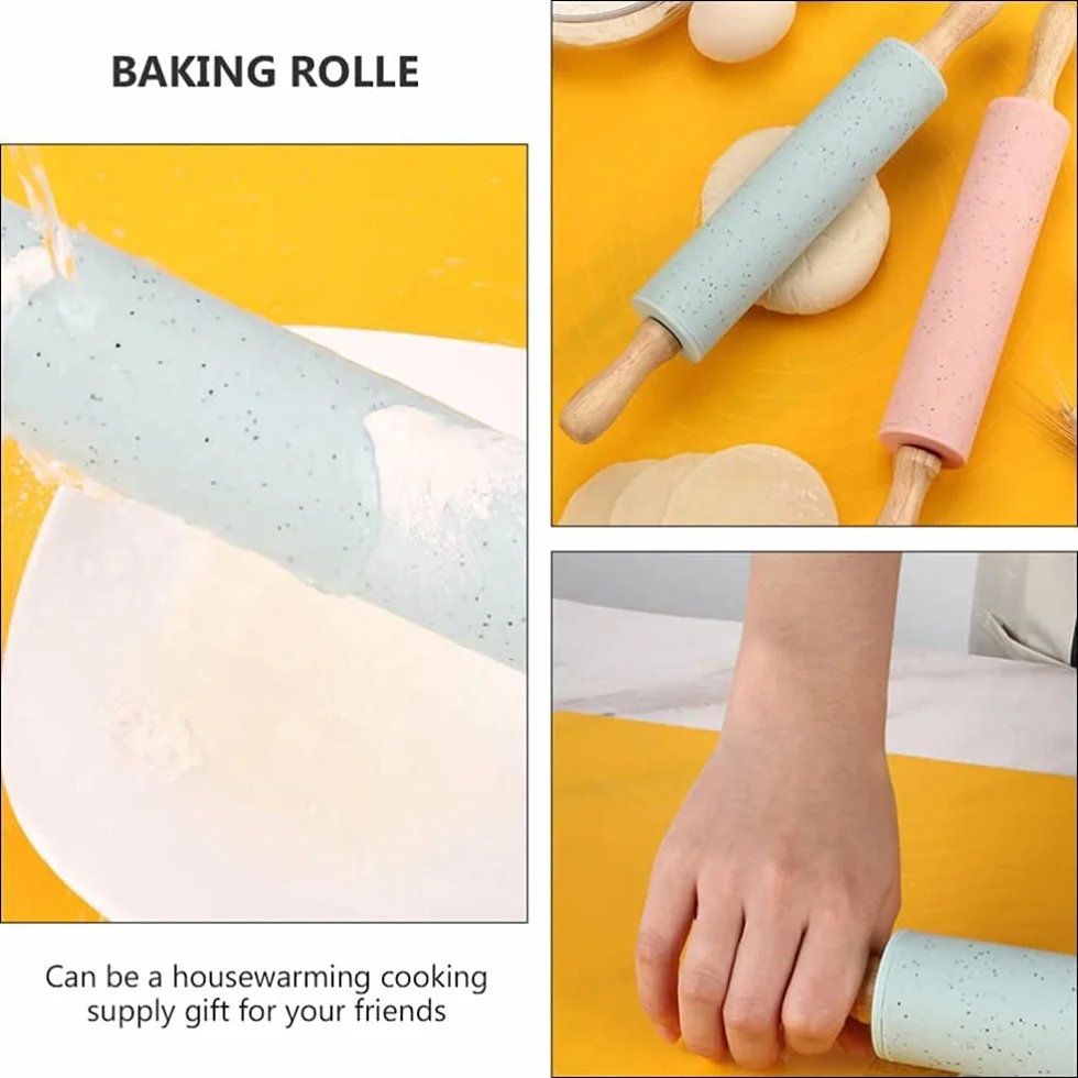 wałek do ciasta， Silikonowy drewniany wałek do ciasta na pierogi pieczenia w domu, DIY, wałki kuchennego
