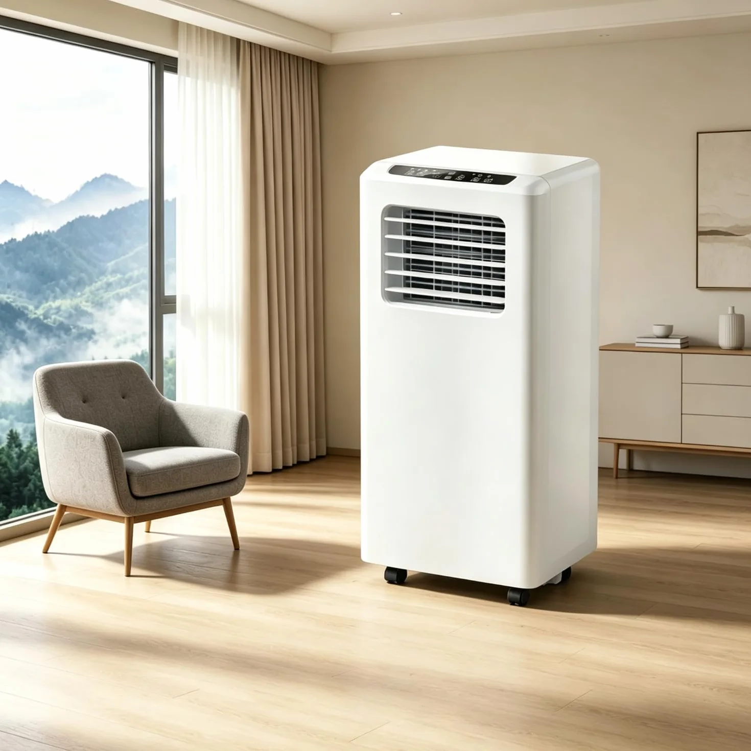 12000 BTU Przenośny klimatyzator 4-w-1 z osuszaczem Wentylator Tryb uśpienia, 24H Timer, Zestaw wydechowy, Wózek kołowy do sypialni Do 30m2