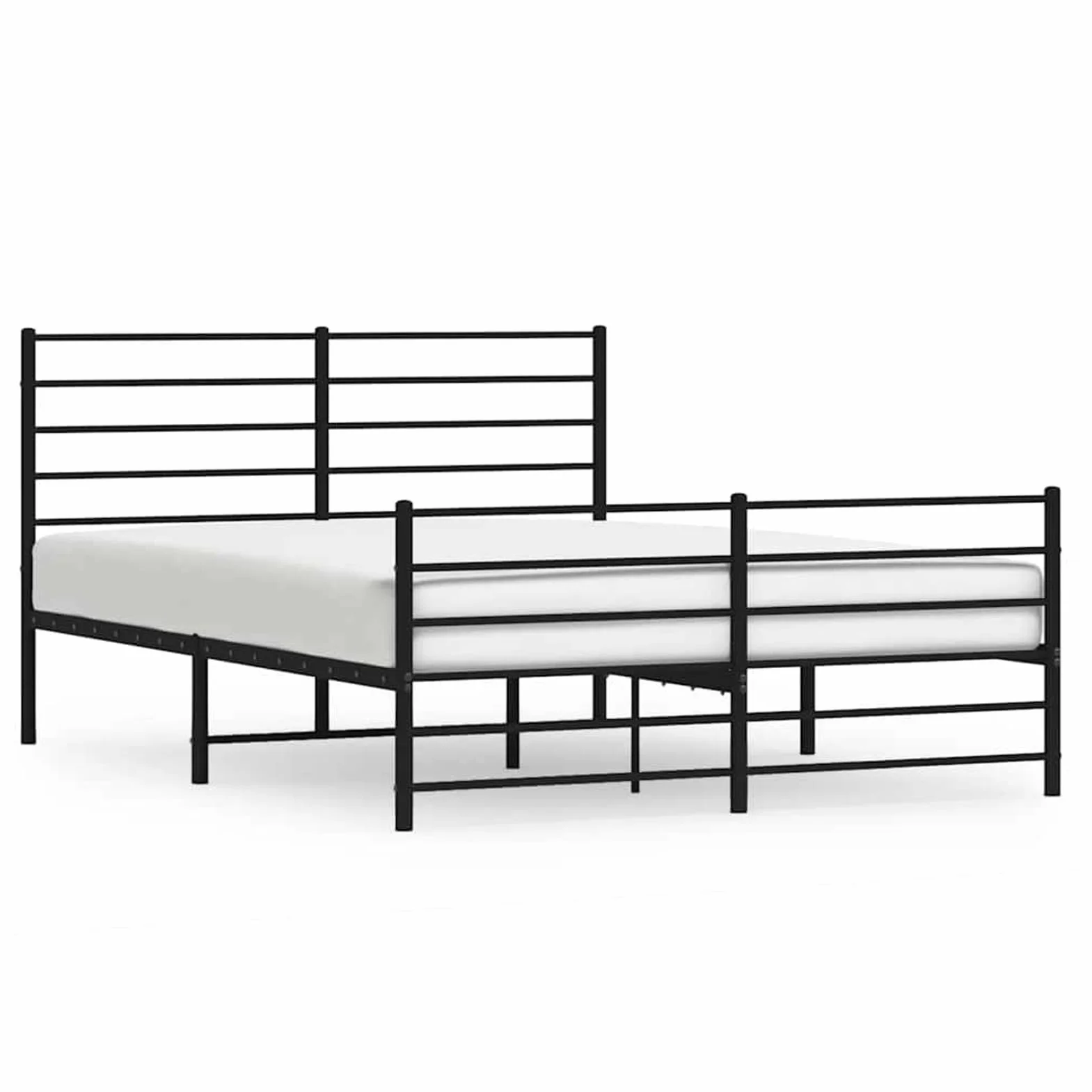 ATOMSTACK MAKER Cama de Metal Con Cabecero y Piecero, Estructura de Acero Negro Mate 150 x 200 cm, Incluye Somier de Lamas, Altura Inferior 26 cm, Diseño Moderno y Robusto para Adultos – Montaje Fácil