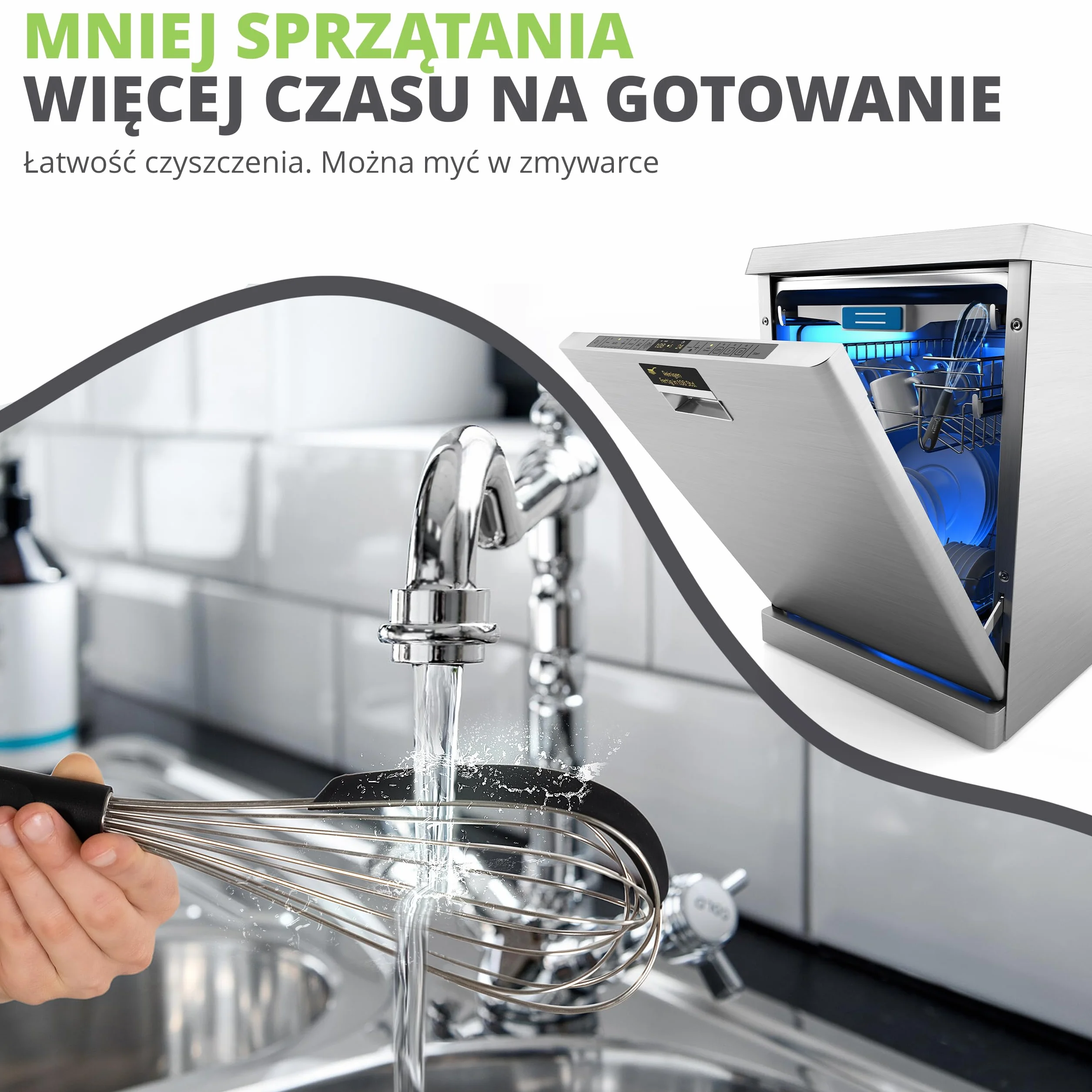 Oliver's Kitchen ® Trzepaczka do Jajek z Silikonowym Skrobakiem – Ubijaczka do Mleka Idealna do Gotowania i Pieczenia w Domu – Trzepaczka Kuchenna do Ubijania Piany, Masła, Białek – Wygodna Rączka