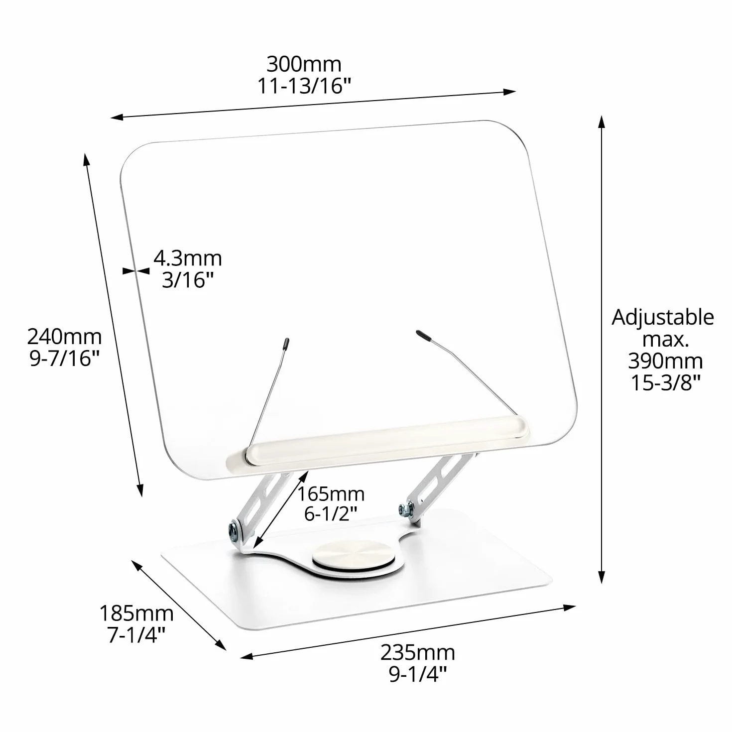 QWORK® Stojak do czytania książek, obracany o 360°, składany, regulowany kąt i wysokość, nośność ok. 5 kg, kompatybilna z telefonami komórkowymi, tabletami, laptopami