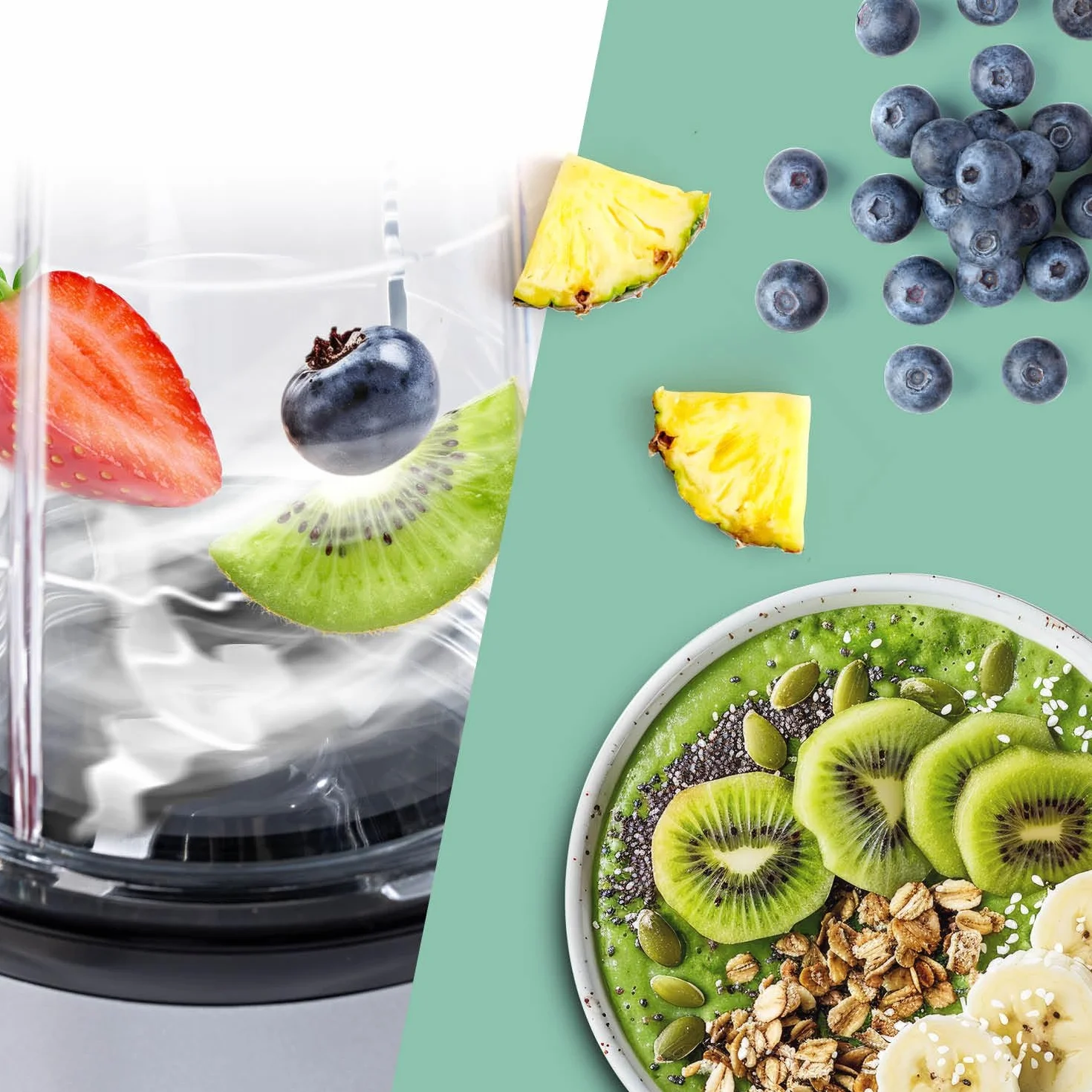 GOURMETmaxx Mr. Magic Mixer | Smoothie Maker - 4-częściowy | Mikser stojący z kubkiem do miksowania i pokrywką utrzymującą świeżość | Blender z 8 funkcjami | Procesor do przygotowywania koktajli,