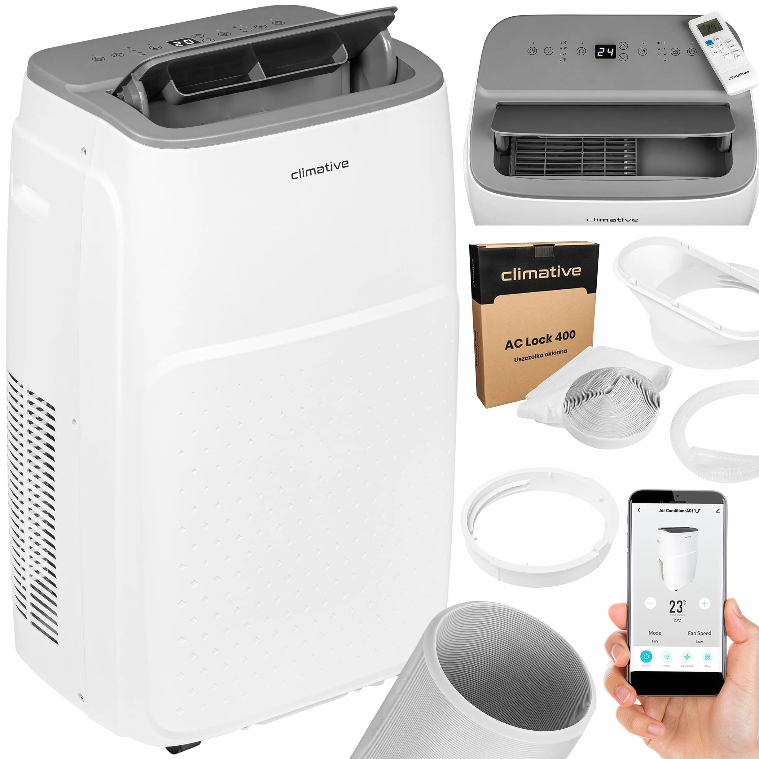 Climative AC41-S JET WiFi Klimatyzator przenośny 4,1 kW BTU 14000 41 m² 3w1 Osuszanie Wentylacja