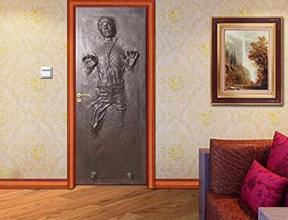 Naklejka na drzwi 3D, obraz ścienny, tapeta na drzwi, samoprzylepna Han Solo Carbonite, Home Design, wykonanie na specjalne zamówienie, 90 x 200 cm