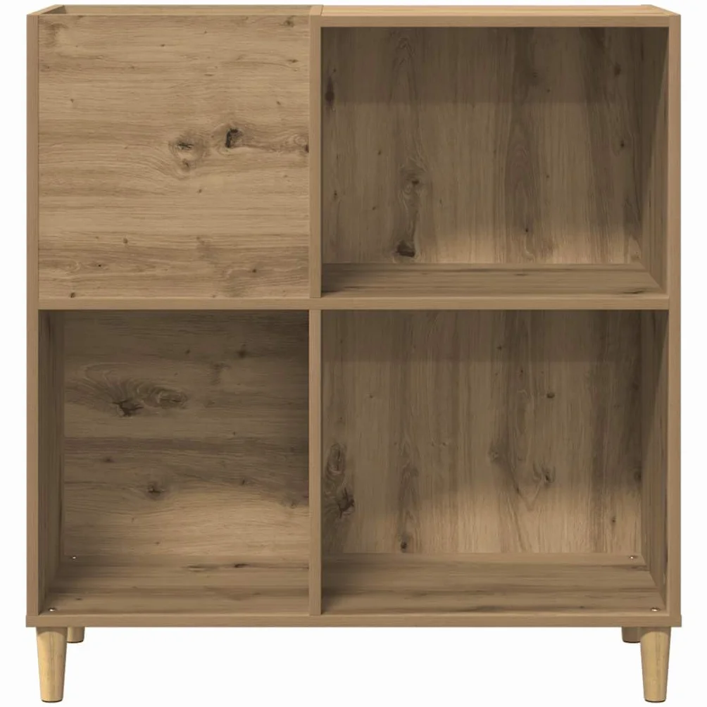 Szafa panelowa, dąb Artisan, 84,5 x 38 x 89 cm, z materiału drewnopochodnego, szafka do przechowywania 200 płyt winylowych LP, ze stabilną płytą górną i drewnianymi nogami