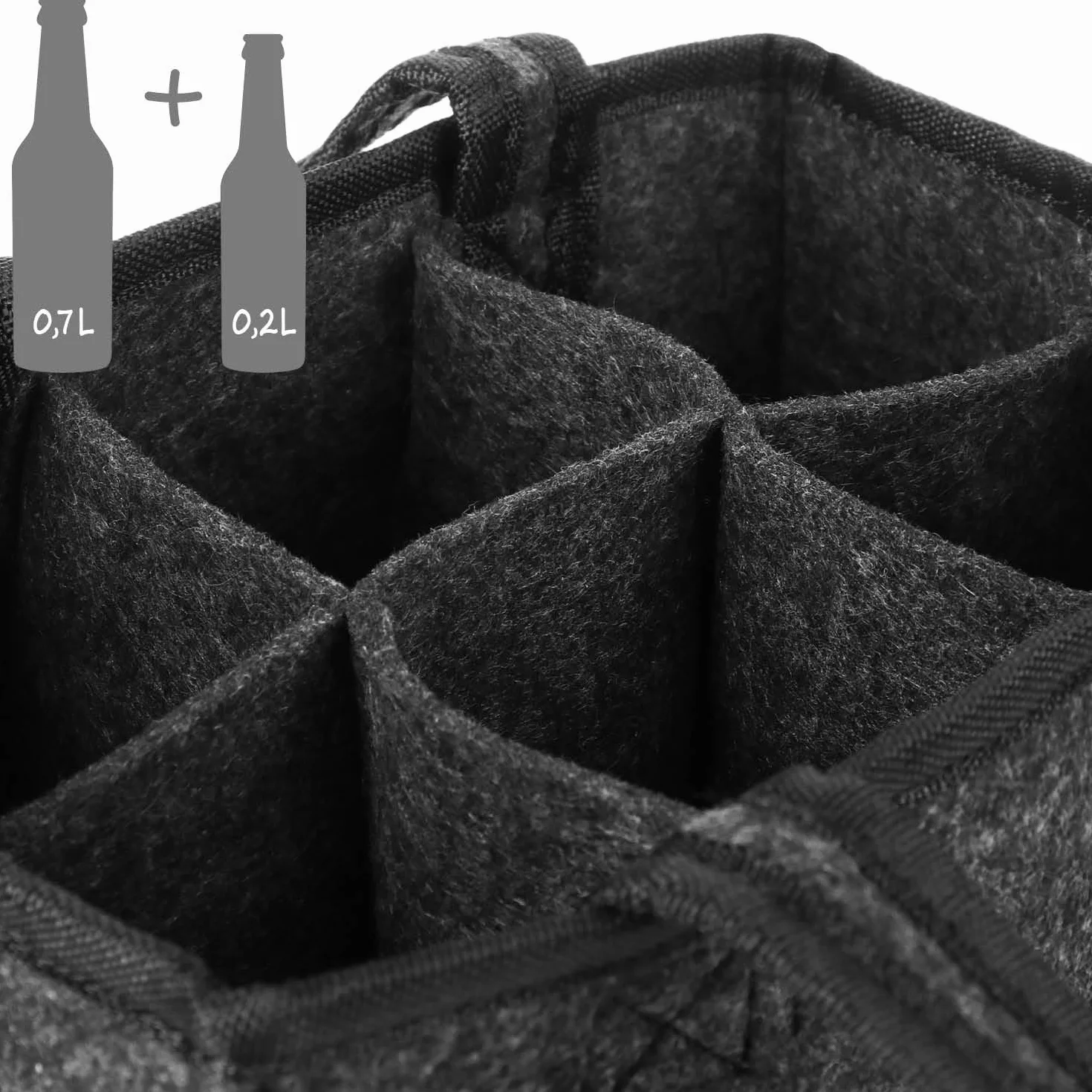 COM-FOUR® 2x torba na butelke - filcowa torba z uchwytami na napoje - filcowy uchwyt na napoje na 6 butelek - skladany 6-czesciowy bagaznik na butelki do 0,5 l (02 sztuki - torebka meska)