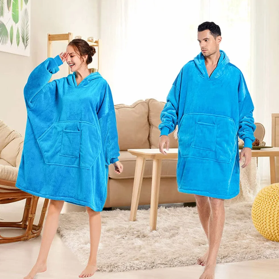 REDESS Blanket Hoodie Sweatshirt, Wearable Blanket Oversized Sherpa with sleeves and giant pocket, cozy hoodie for adults kids