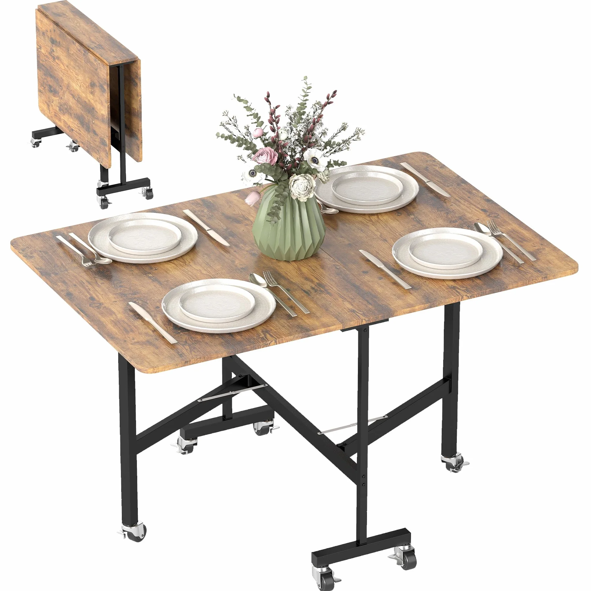 HOMCOM Składany stół kuchenny 120x80x73 cm stalowe nogi 50 kg 4-6 osób