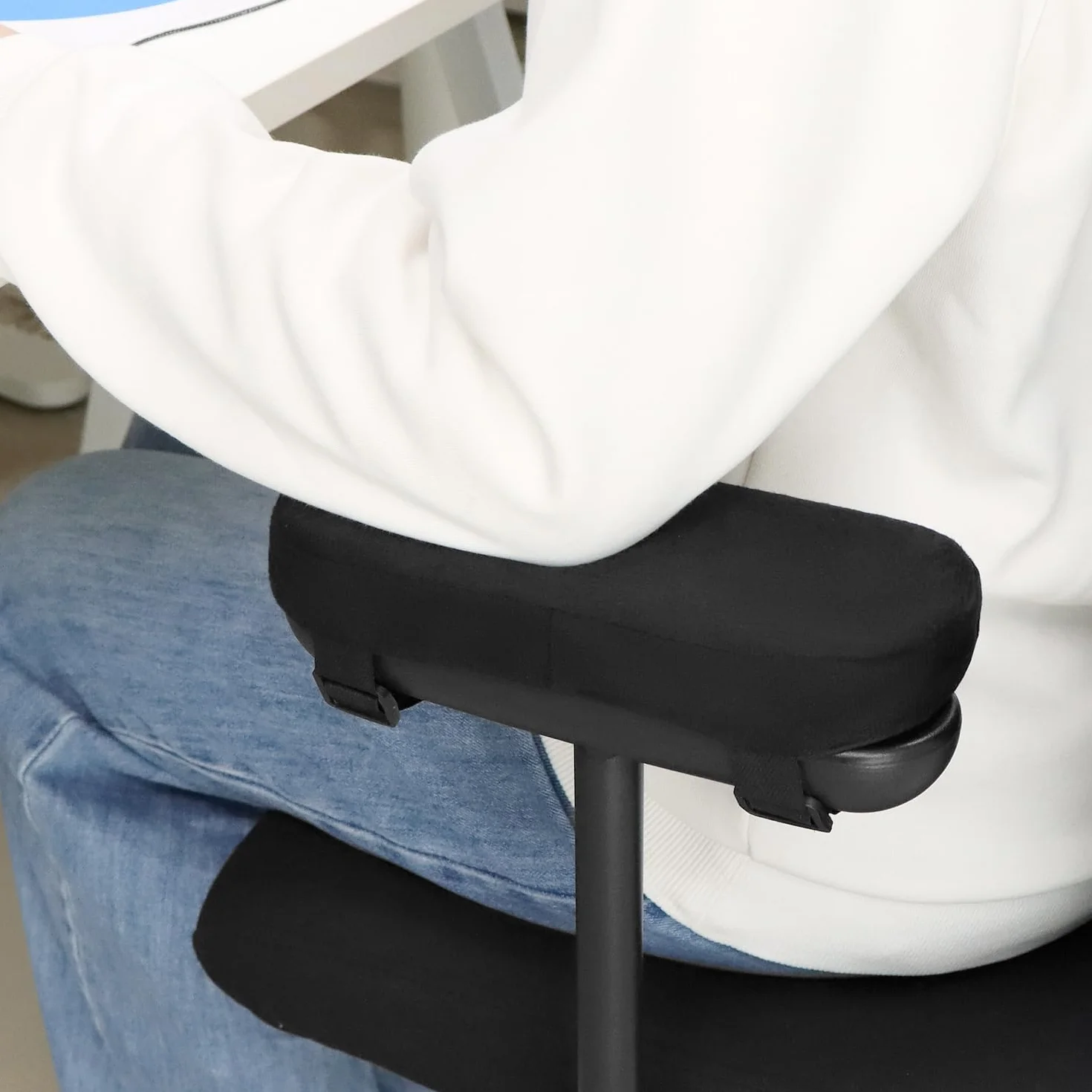 QWORK 2 ergonomiczne poduszki na podłokietniki z pianki antypoślizgowe zdejmowane pokrowce do krzeseł biurowych i gamingowych