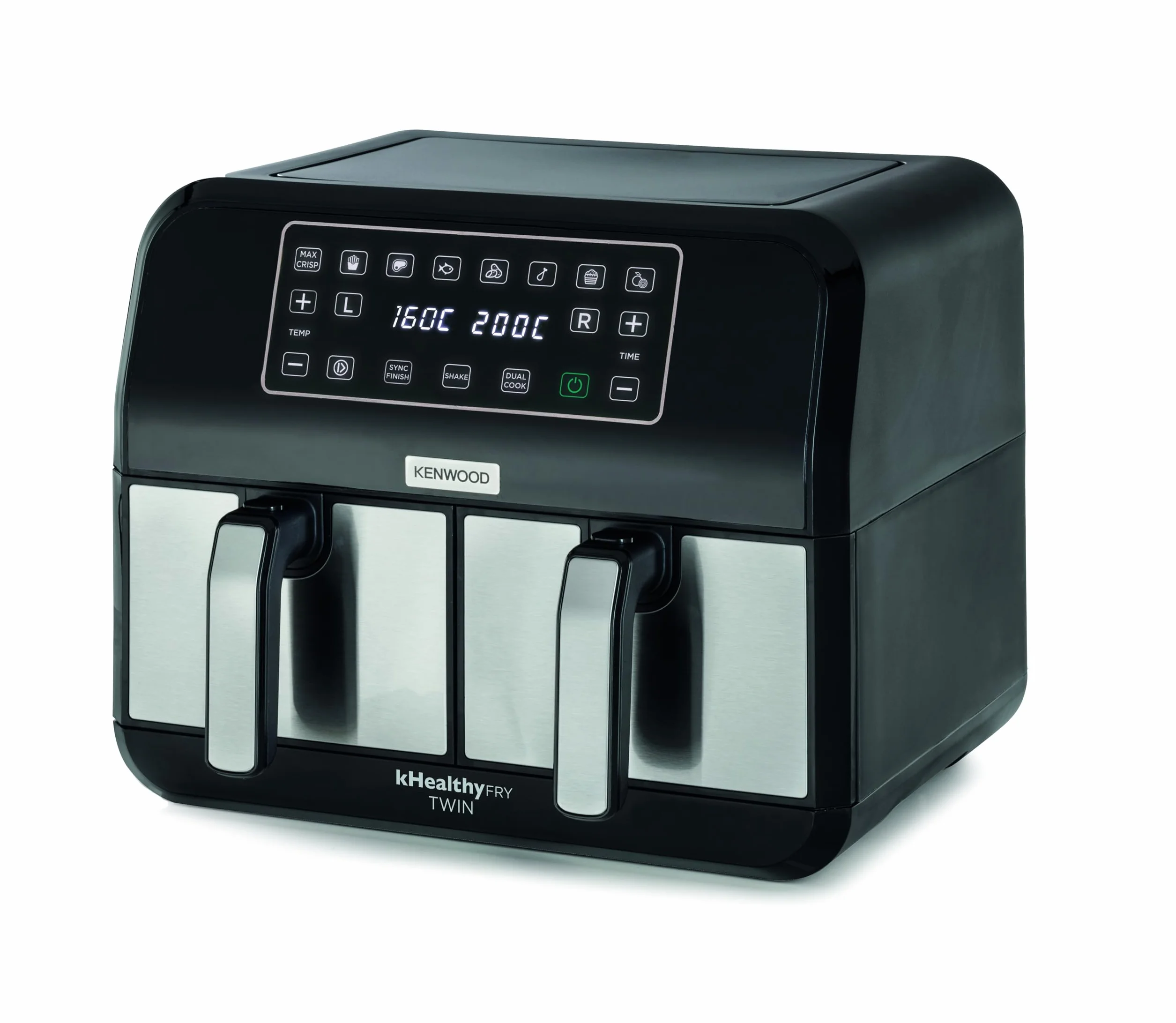Kenwood kHealthy Fry Twin Airfryer, 8 l (2 x 4 l), podwójna komora, 8 programów, funkcja Dual Cook & Sync Finish, wyświetlacz dotykowy, nieprzywierająca, 200º, timer (do 60 min) i funkcja suszenia 24