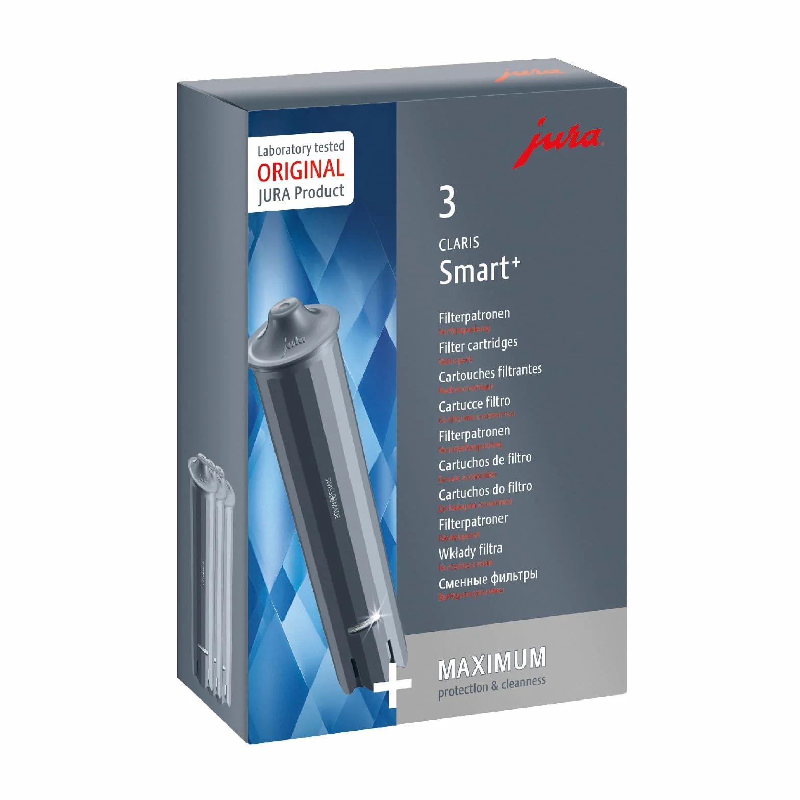 Jura Claris Smart+ Filtr do Wody, Szary, 3 sztuki