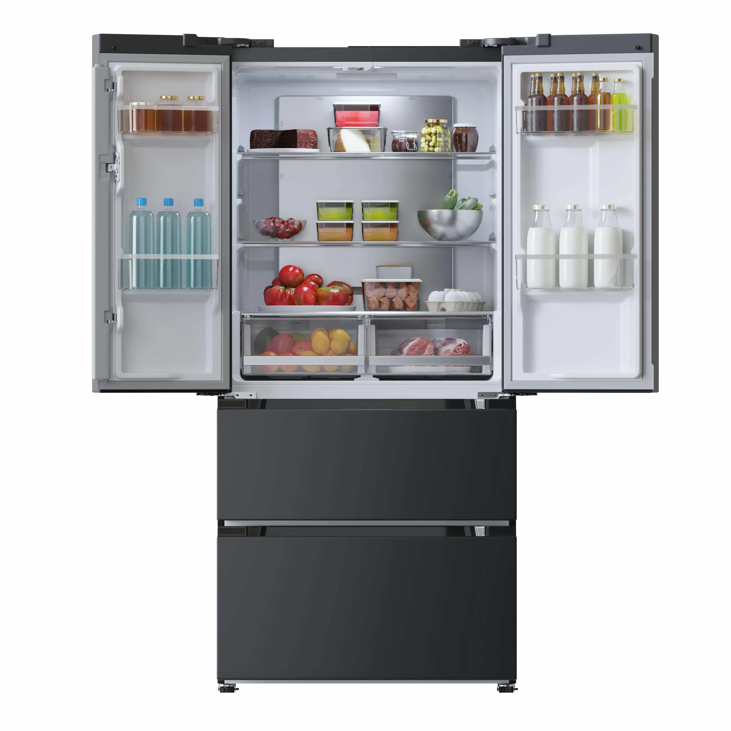 Cecotec Lodówko-zamrażarka do drzwi francuskich Bolero CoolMarket FD 436 Dark E. 436 L, Total No Frost, Multi Airflow y inverter para ahorro energético.