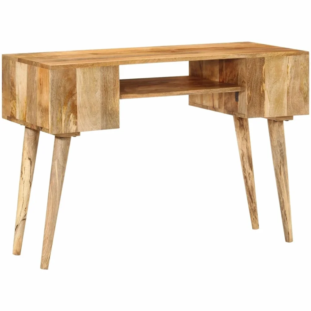 Homgoday Biurko z szufladami 110 x 47 x 76 cm z litego drewna mango, meble biurkowe, biurko, biurko komputerowe, biurko zajmujące mało miejsca, stół biurkowy, biurko do gier do pokoju dziecięcego