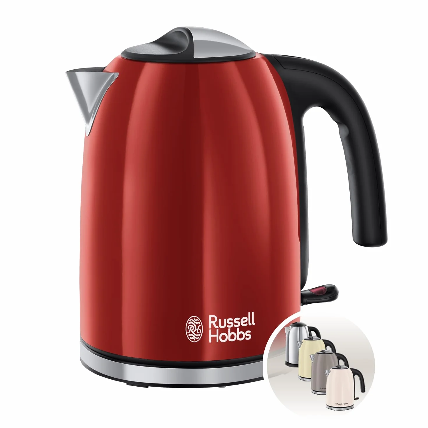 Russell Hobbs czajnik elektryczny, markery szybkiego gotowania, wymienny filtr antywapienny, kontroler strix KEAI, pojemność 1,7l, moc 2200W, stal nierdzewna, czerwony, Colours+ 20412-70