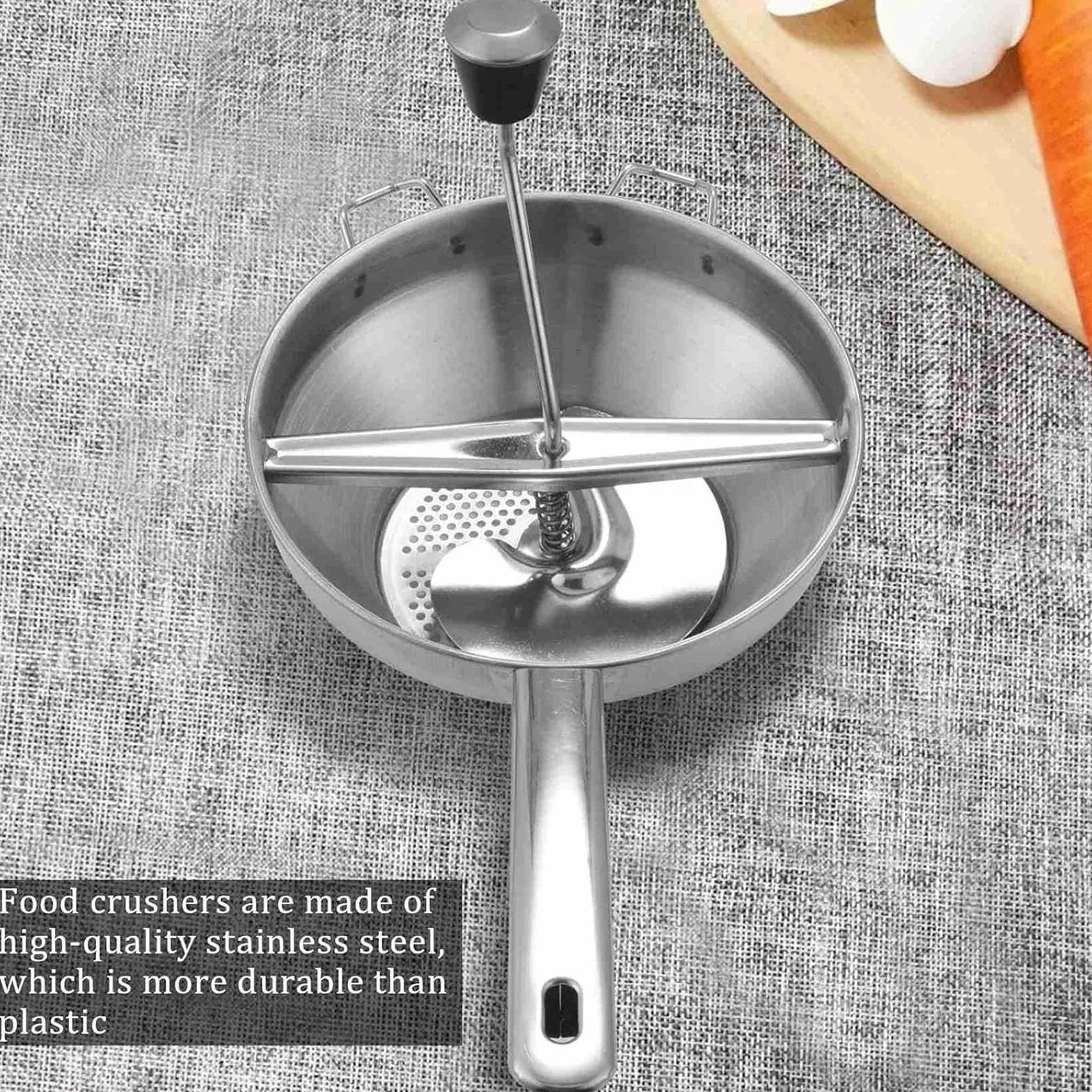 Ricer do puree ziemniaczanego, młynek spożywczy do sosu pomidorowego,Prasa pomidorów Praska ziemniaków ze stali nierdzewnej z uchwytem Młynek żywności - Ergonomiczna tłuczka ziemniaków zac