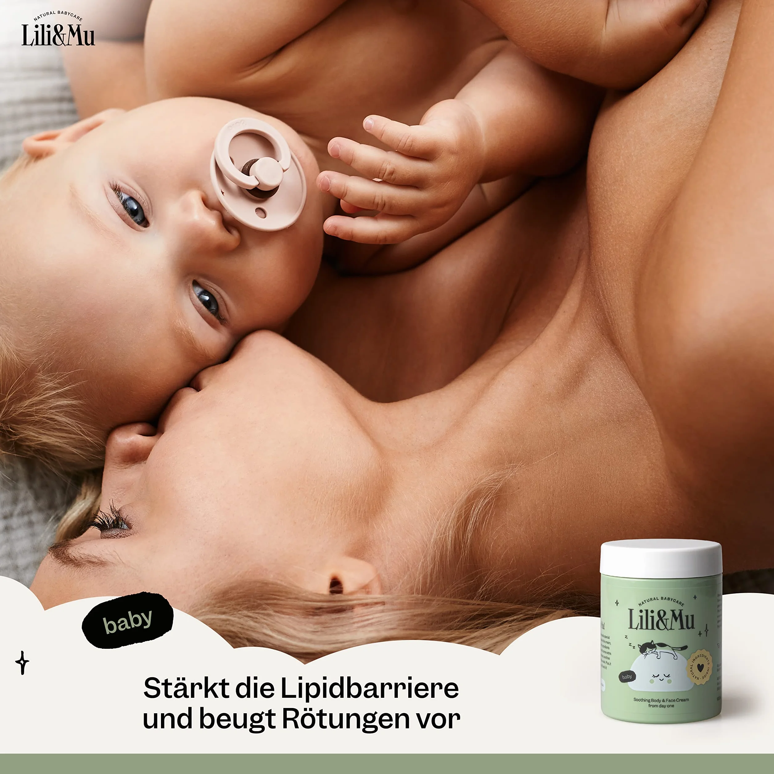 Lili&Mu Baby Krem nawilżający do twarzy i ciała 100 ml | Krem do twarzy z masłem shea i ekstraktem z kwiatów nagietka